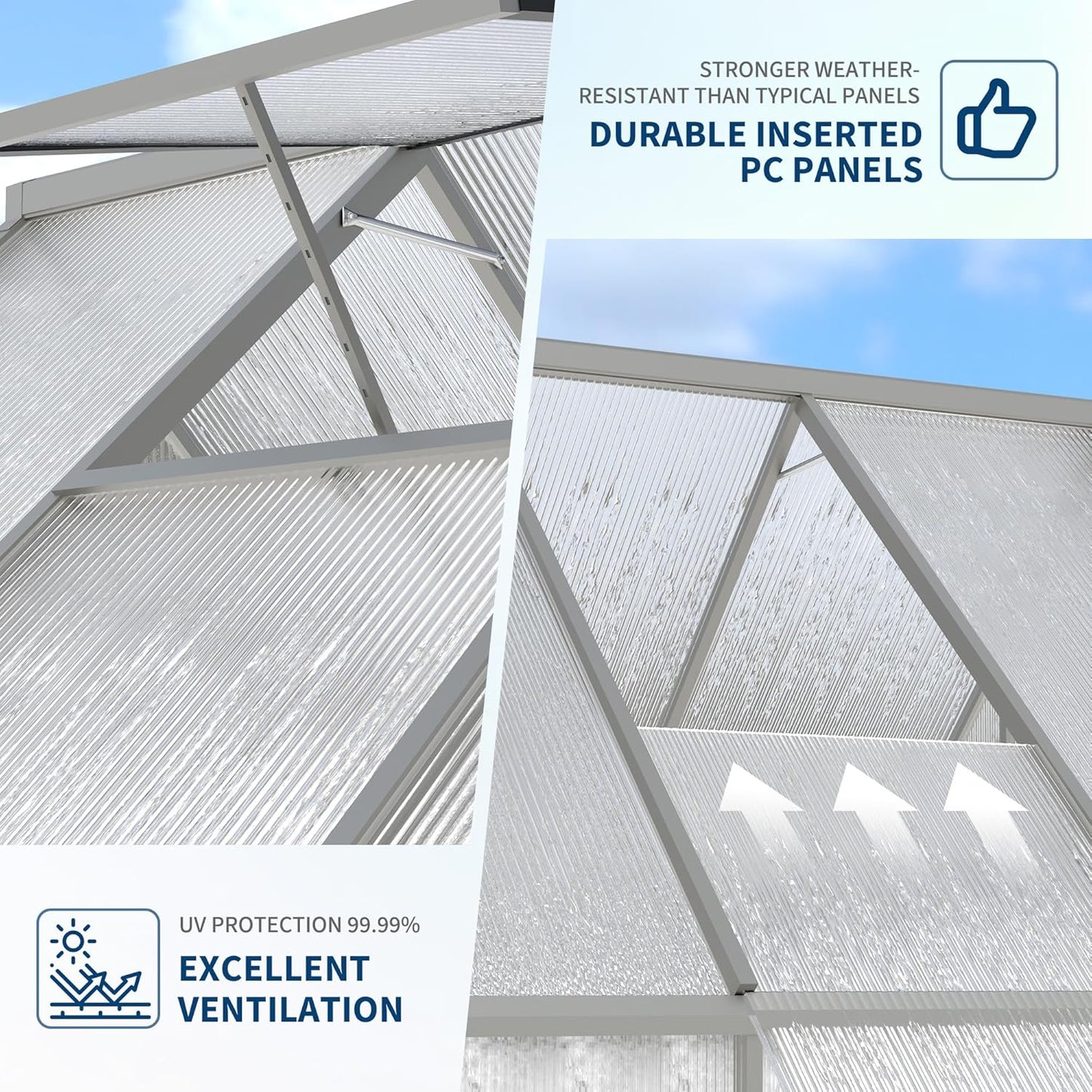 8'X10' Aluminum-Framed Polycarbonate Greenhouse, Heavy Duty Polycarbonate Greenhouse with Quick Setup Structure and Roof Vent, Large Enhanced Aluminum Greenhouses Kit for Outdoors