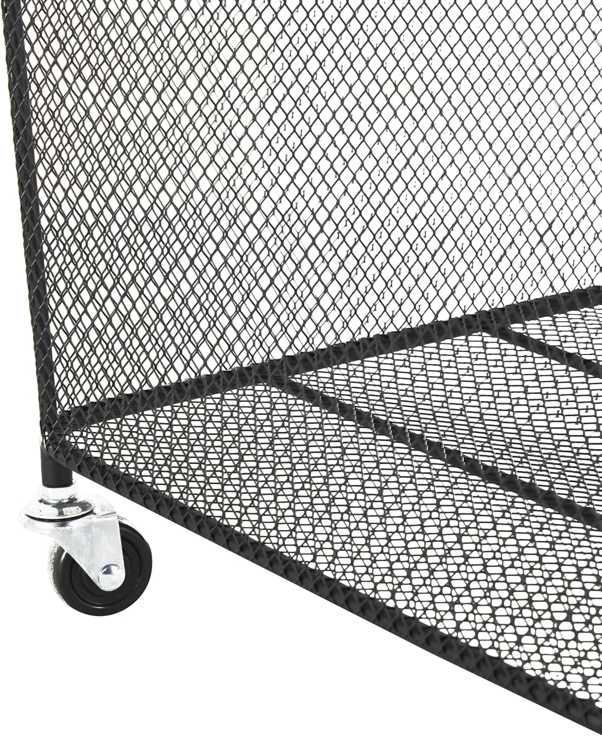 Deco 79 Metal Storage Basket Square Mesh Wire Rolling Laundry with Ring Handles, 17" x 16" x 24", Black