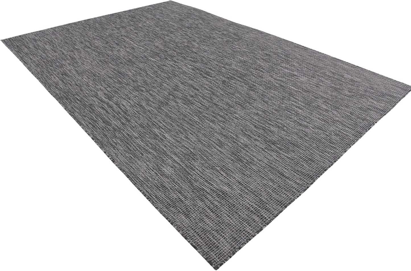 Unique Loom Collection Casual Transitional Solid Heathered Indoor/Outdoor Flatweave Area Rug (8' x 11' 4" Rectangle, Black/Ivory)