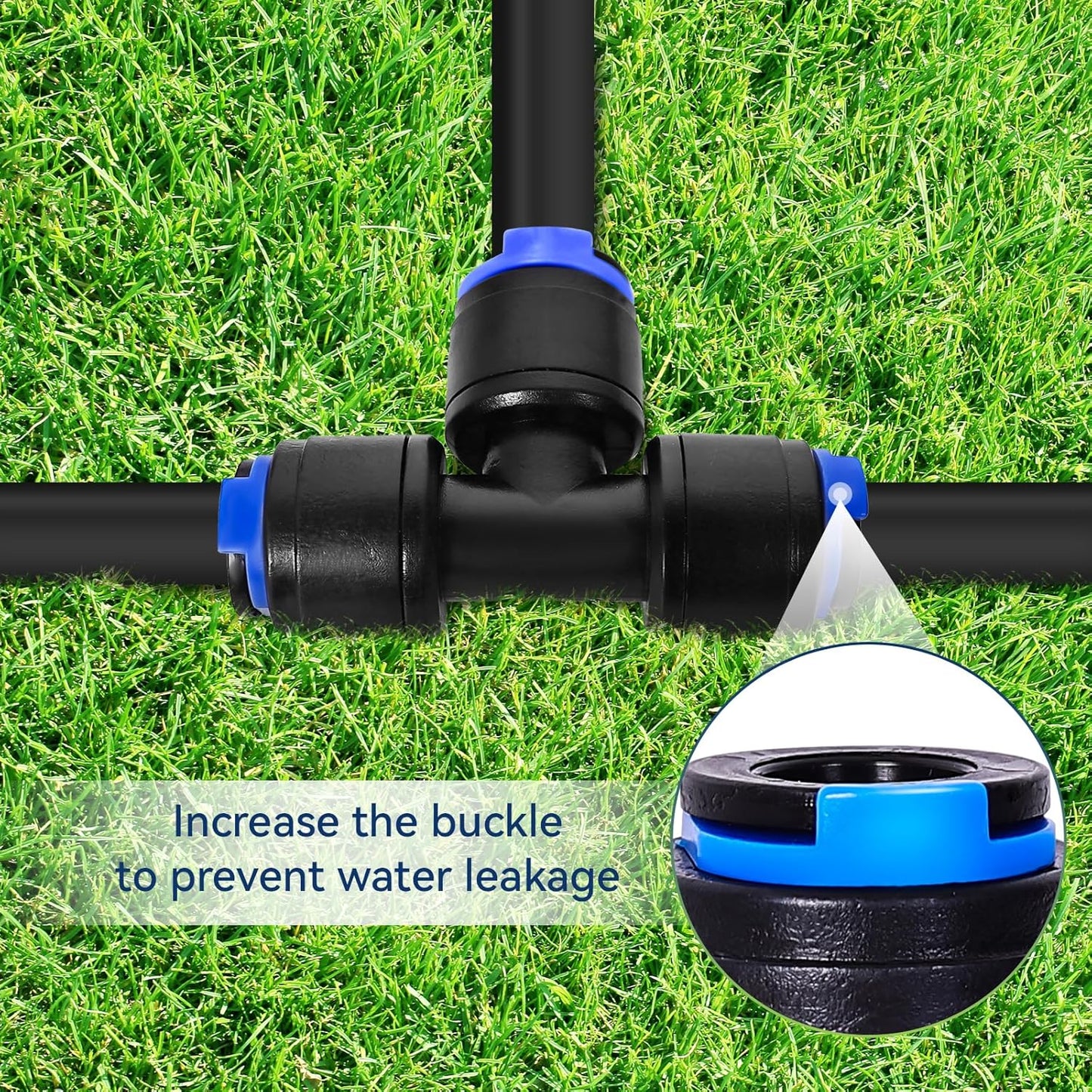 20 Pack 1/4" Drip Irrigation Tee Connectors, Quick Connect Universal Drip Irrigation Tubing Coupling Valve, Connector Locking Fitting for Sprinkler or Drip Irrigation System