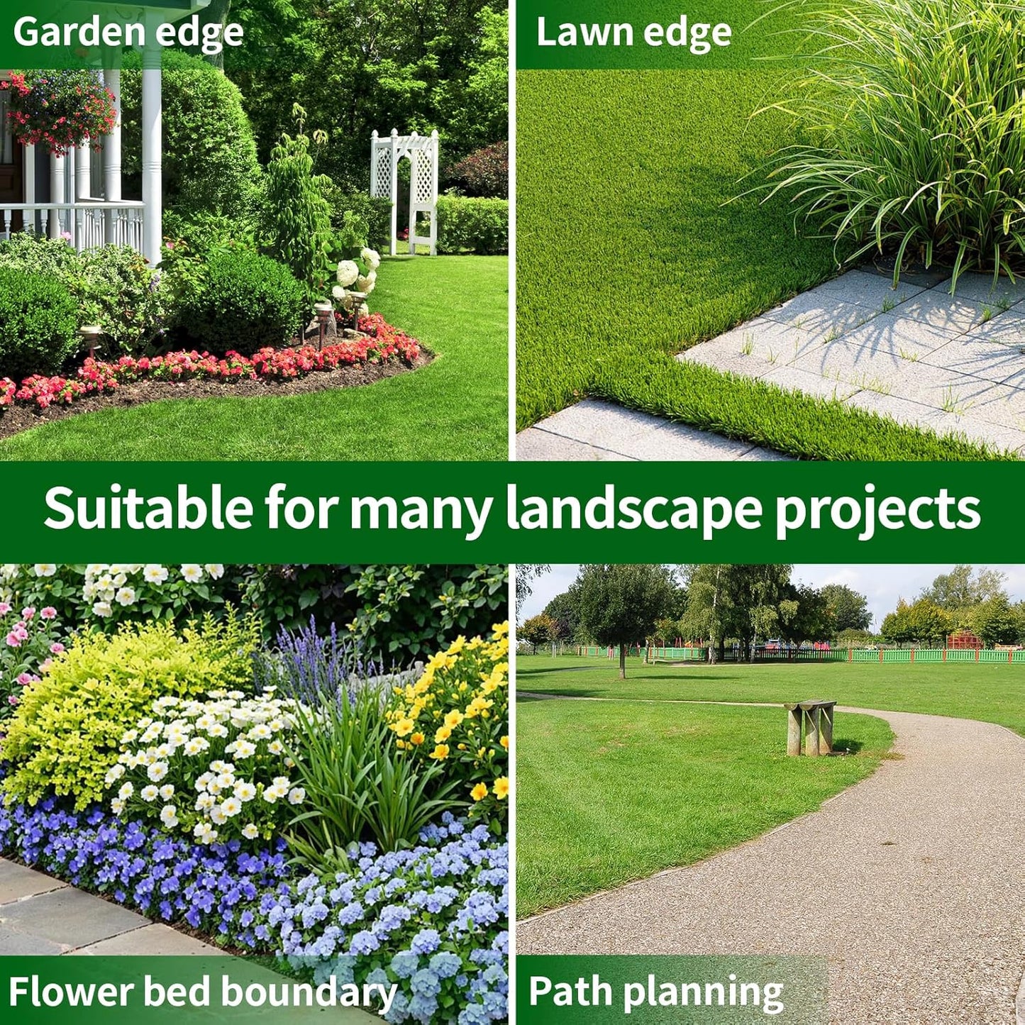 4 in x 25 Ft Garden Landscape Edging, No Dig Garden Edging Border Kit with 46 Pcs Spikes for Flower Bed Lawn Yard Grass Black