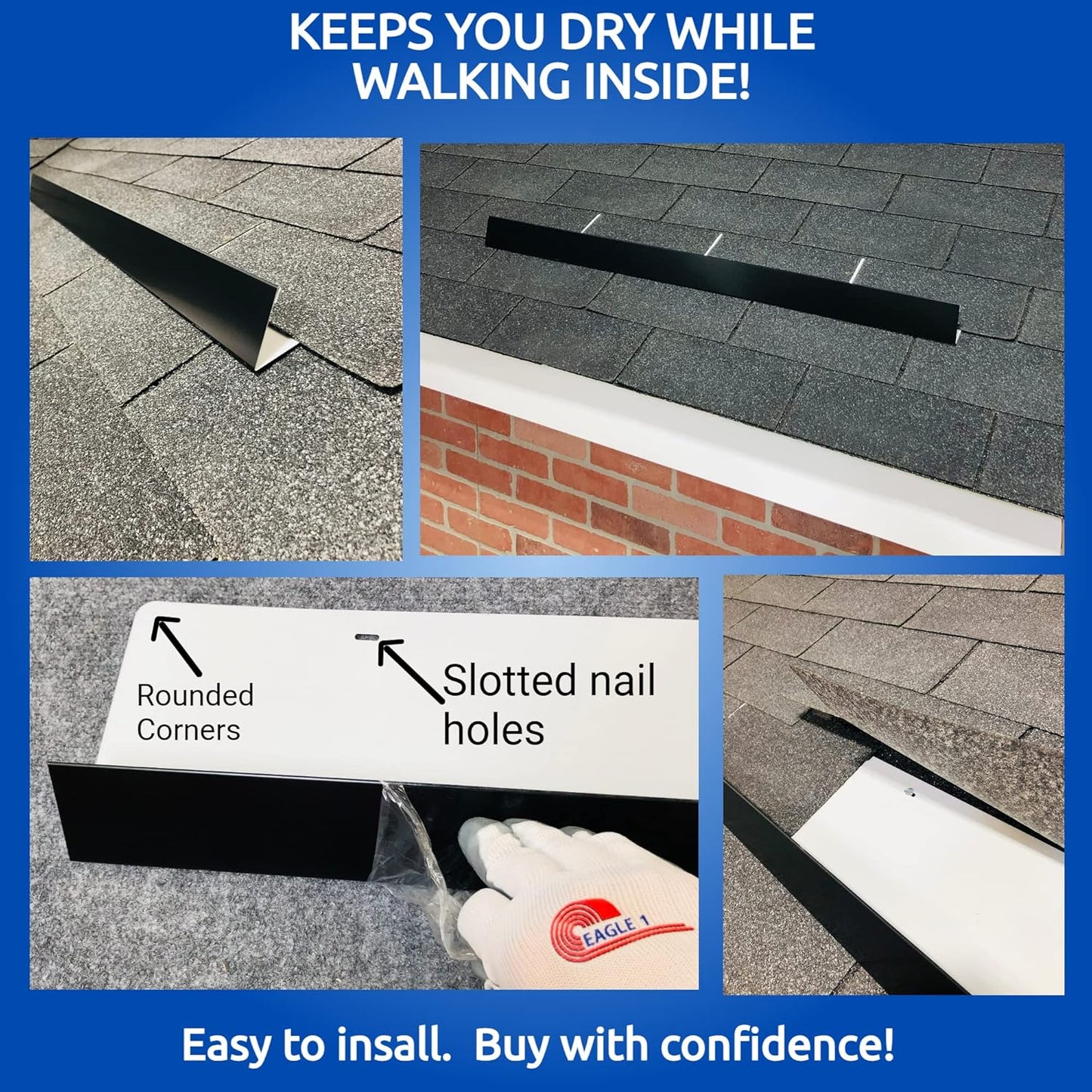 Eagle 1-26 Gauge 5 Foot Rain Diverter - Nails and Instructions Included (Mill Finish Aluminum, Copper, Galvanized, Stainless Steel & More) (1, Paintable Steel)