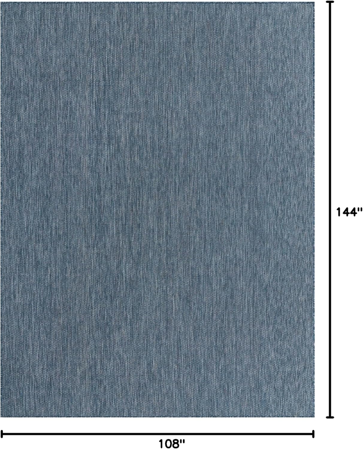 Unique Loom Collection Casual Transitional Solid Heathered Indoor/Outdoor Flatweave Area Rug (9' x 12' Rectangle, Blue/Navy Blue)