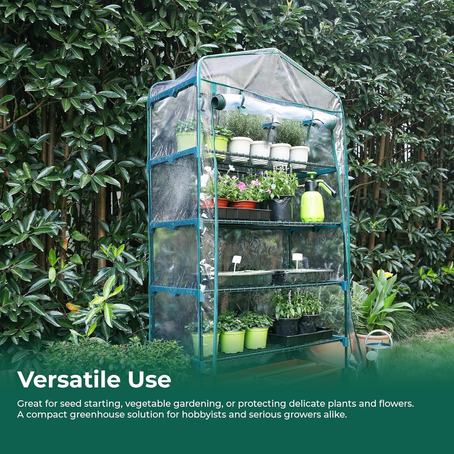 5-Tier Mini Greenhouse 19x40x75 Inch - 40" Wide Portable Plant House with Reinforced PVC Cover, Indoor/Outdoor Gardening Shelves for Wheatgrass, Herbs & Seedlings