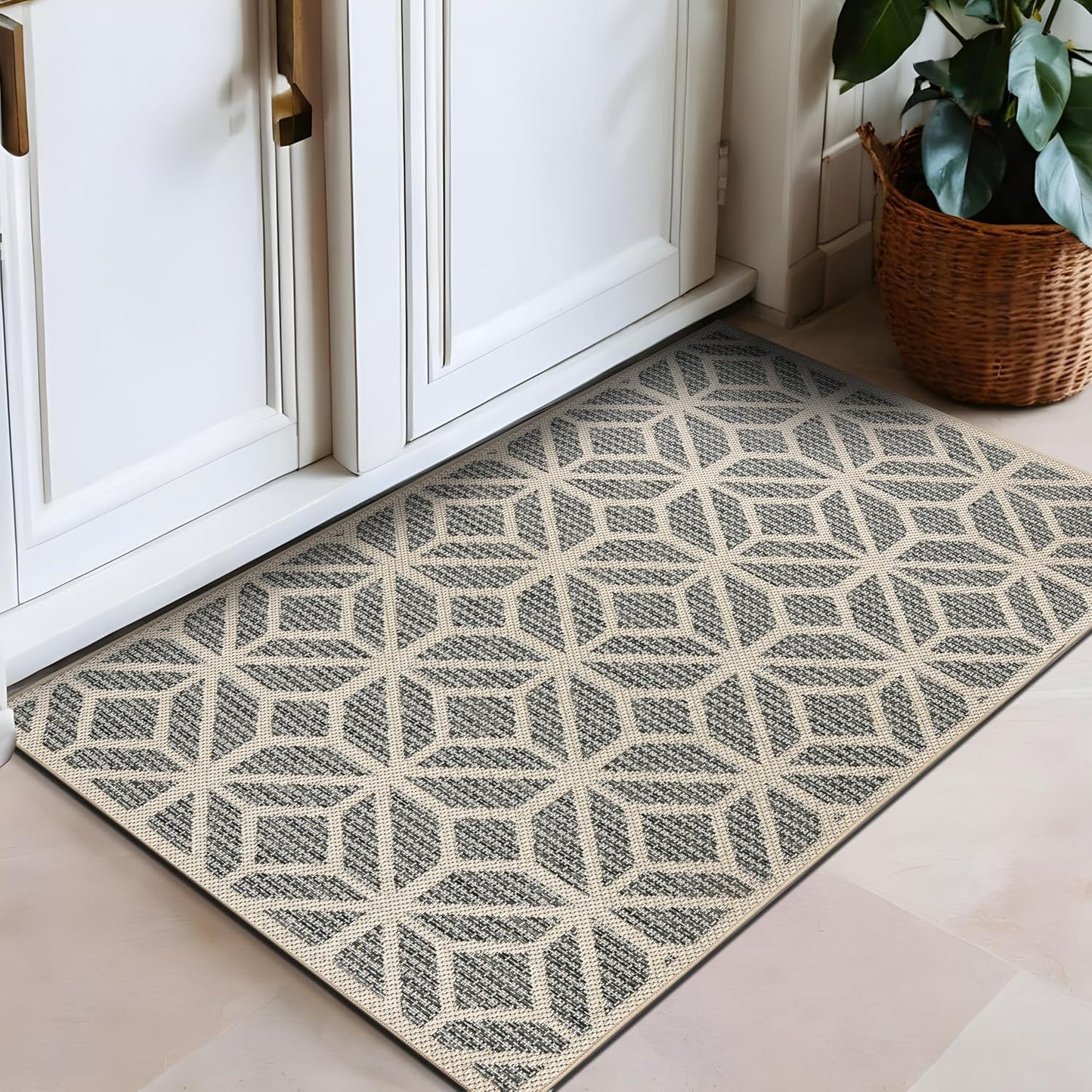 Rugshop Contemporary Geometric Indoor/Outdoor Area Rug 2' 3" X 4' Blue