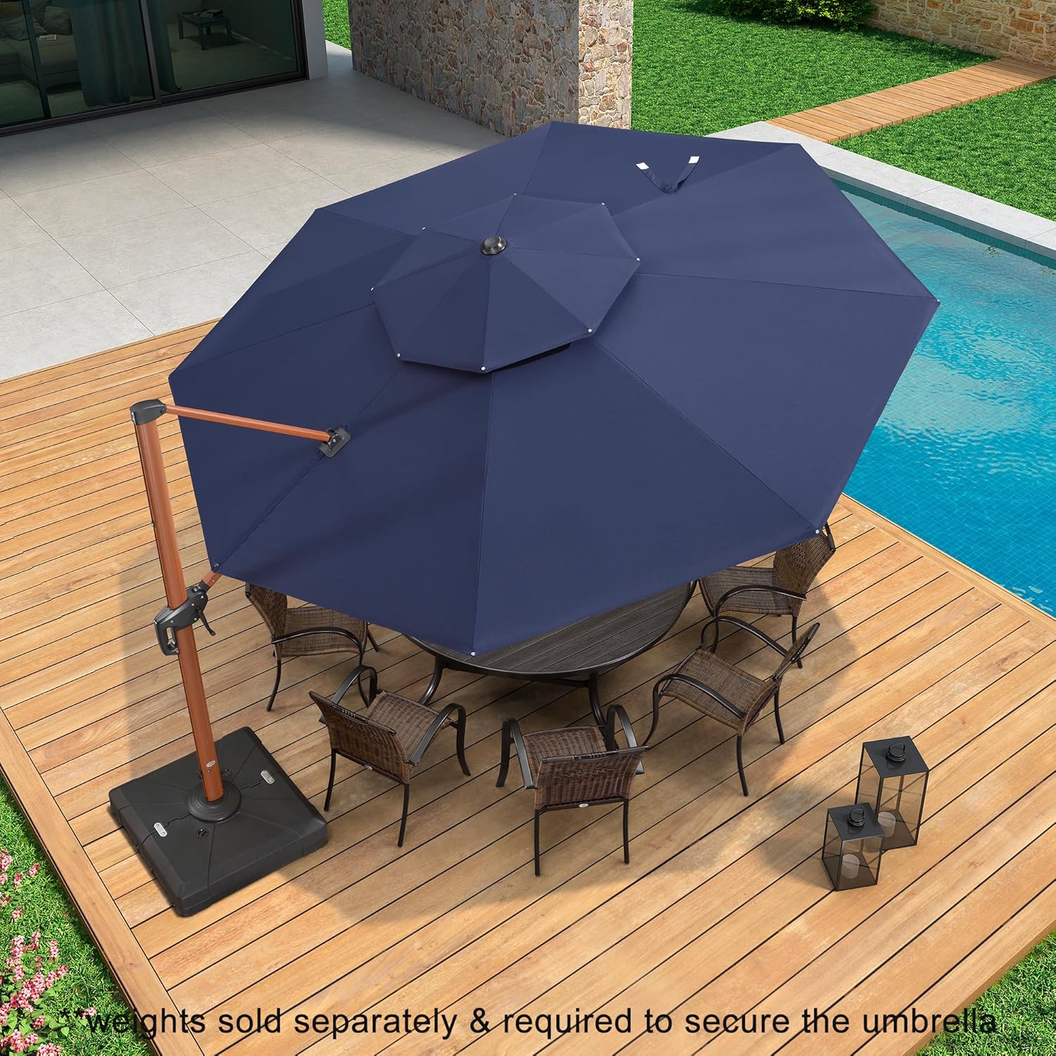 PURPLE LEAF Patio Umbrella Offset Hanging Cantilever - Thumbnail 4