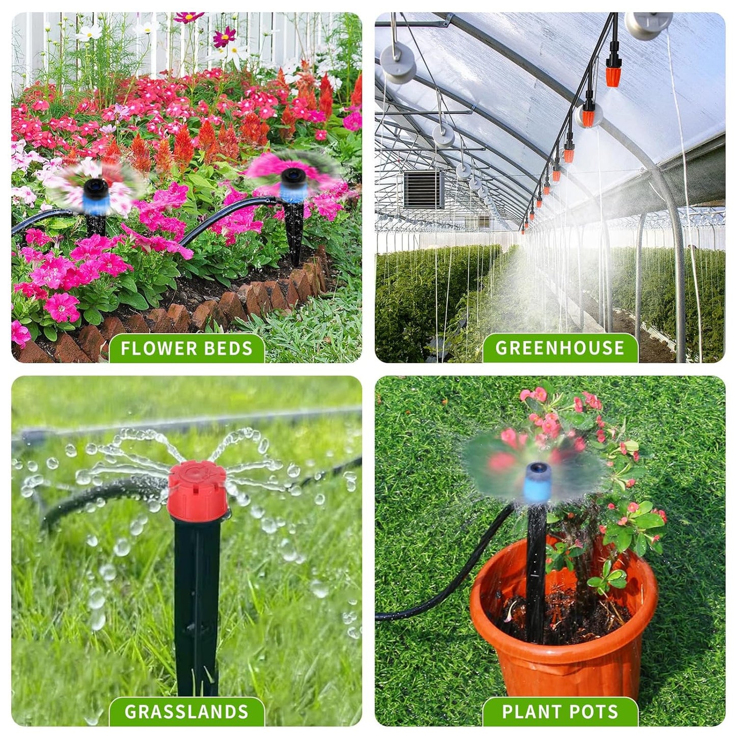 240FT Drip Irrigation System,Automatic Drip Irrigation Kit with 1/2 inch Hose 1/4 inch Distribution Tubing and Accessories,for Lawn Raised Bed Greenhouse Plant Watering System