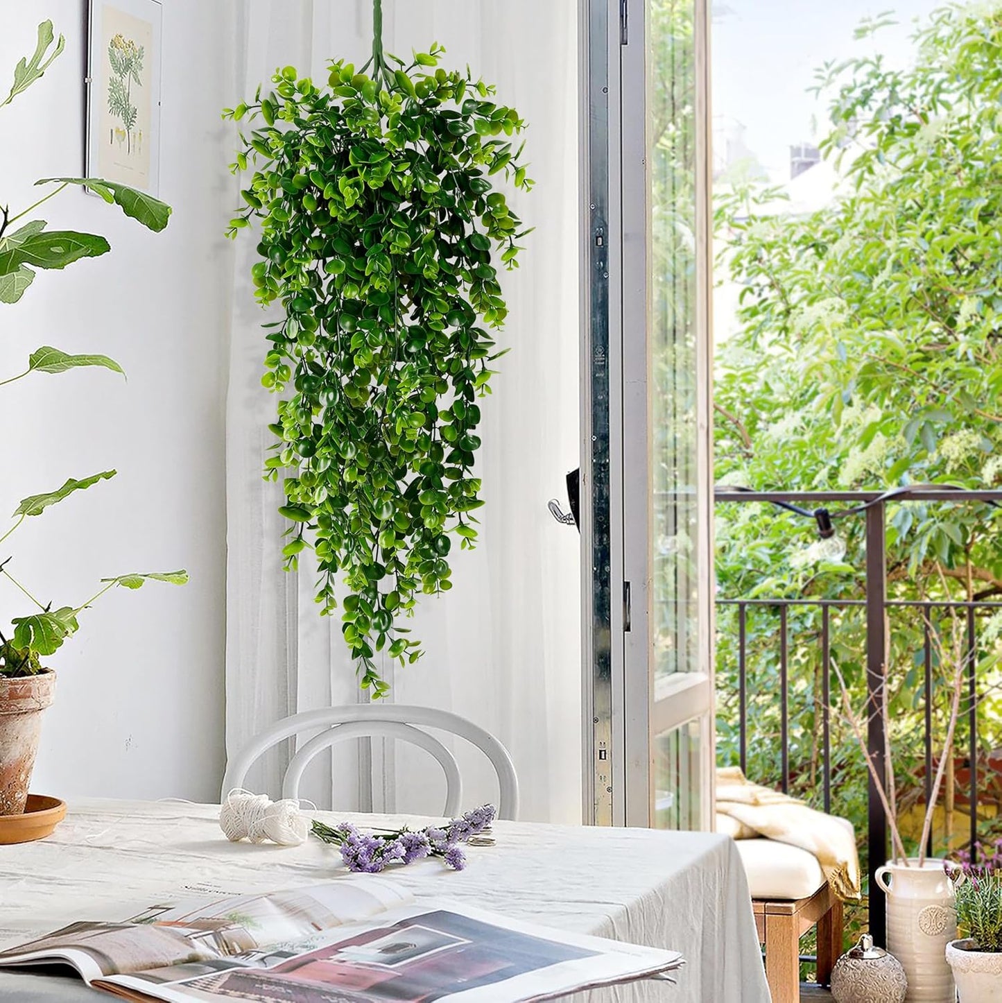 Waipfaru 8Pcs Fake Hanging Plants 2.7ft Fake Plants UV Resistant Fake Vines Artificial Decor for Indoor Outdoor Party Wall Porch Wedding Decoration