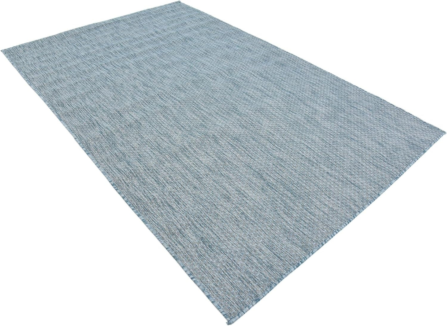 Unique Loom Collection Casual Transitional Solid Heathered Indoor/Outdoor Flatweave Area Rug (5' 3" x 8' Rectangle, Aquamarine/Ivory)