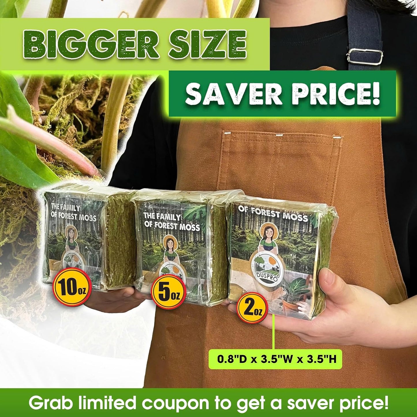 DUSPRO 10oz Dried Forest Moss for Potted Plants, Ideal for Orchid Moss Potting Mix Indoor Moisture Repotting Orchid Soil Medium, Terrarium Decor, Natural Reptile Vine