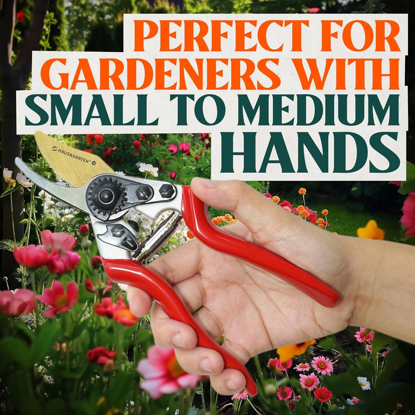 Haus & Garten PrecisionPRO 8" Titanium Pruning Shears - Heavy Duty Professional Bypass Pruner - Use As Rose Clippers, Premium Gardening Secateurs, Garden Scissors, Handheld Yard, Tree, & Plant Tool