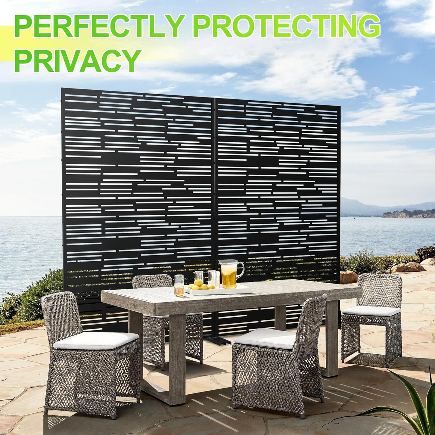 Outdoor Privacy Screen,72" H×47" W Metal Privacy Screen, Freestanding Privacy Fence Panels for Patio