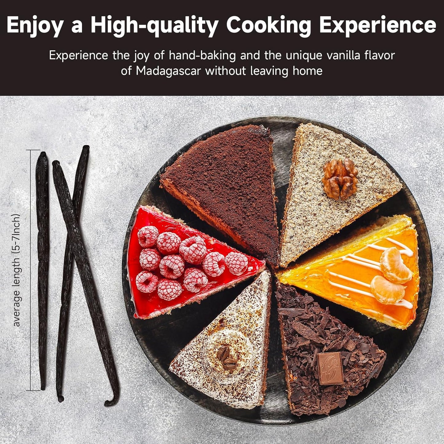 SPICEEL Madagascar Vanilla Beans Grade A Vanilla Pods for Making Vanilla Extract, Whole 5" - 7" Vanilla Beans for Baking, 10 Counts