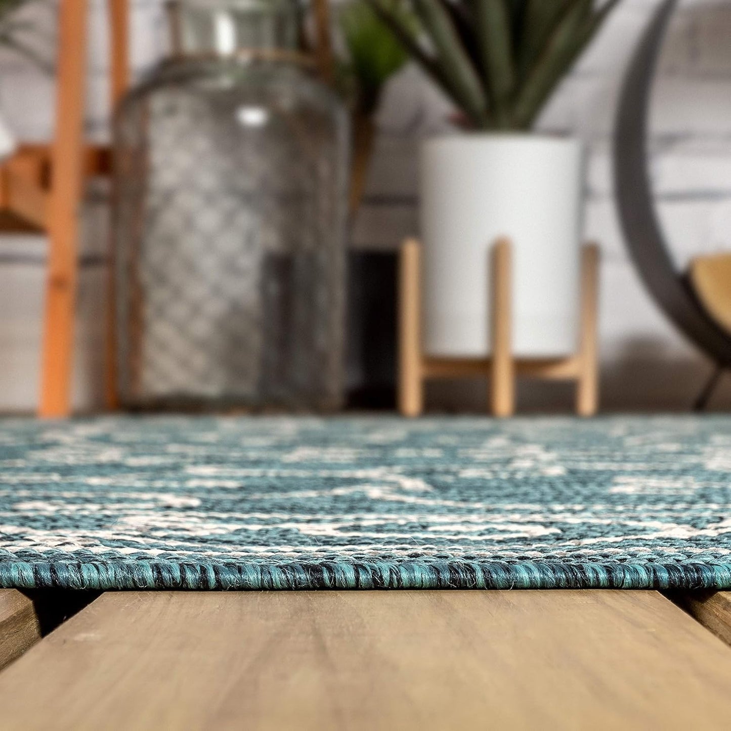 JONATHAN Y SMB106F-8 Charleston Vintage Filigree Textured Weave Indoor/Outdoor Teal/Gray 8 ft. x 10 ft. Area Rug, Classic,Easy Cleaning,HighTraffic,LivingRoom,Backyard, Non Shedding