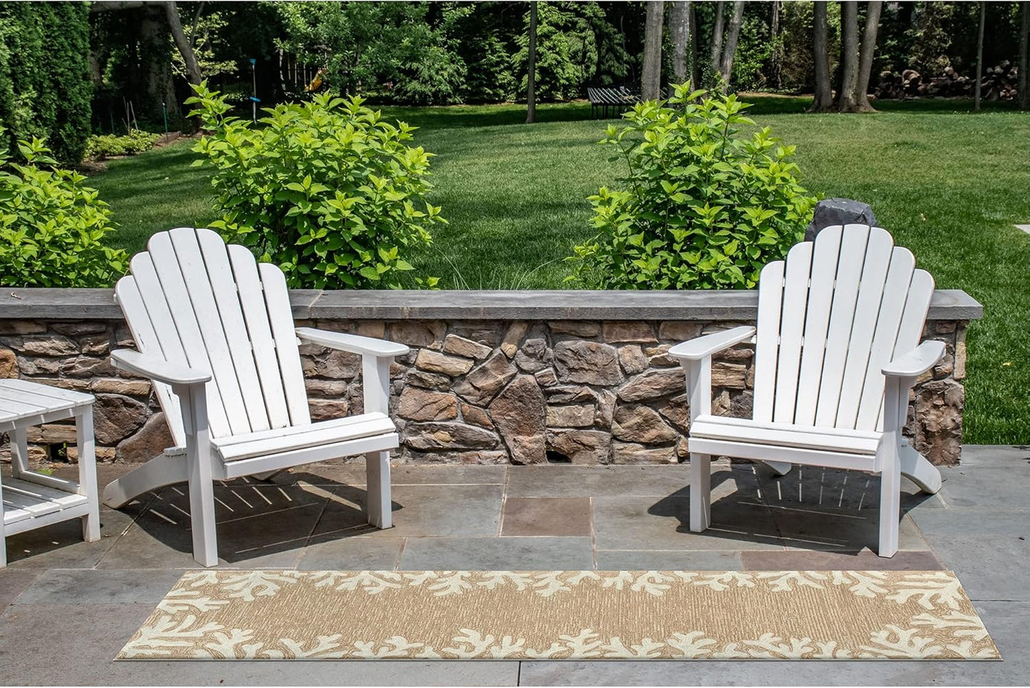 Liora Manne CAPRI Indoor/Outdoor Handmade Synthetic Blend Durable Area Rug - Traditional Border Coastal Beach Accent (Coral Border Neutral) (2' x 8')