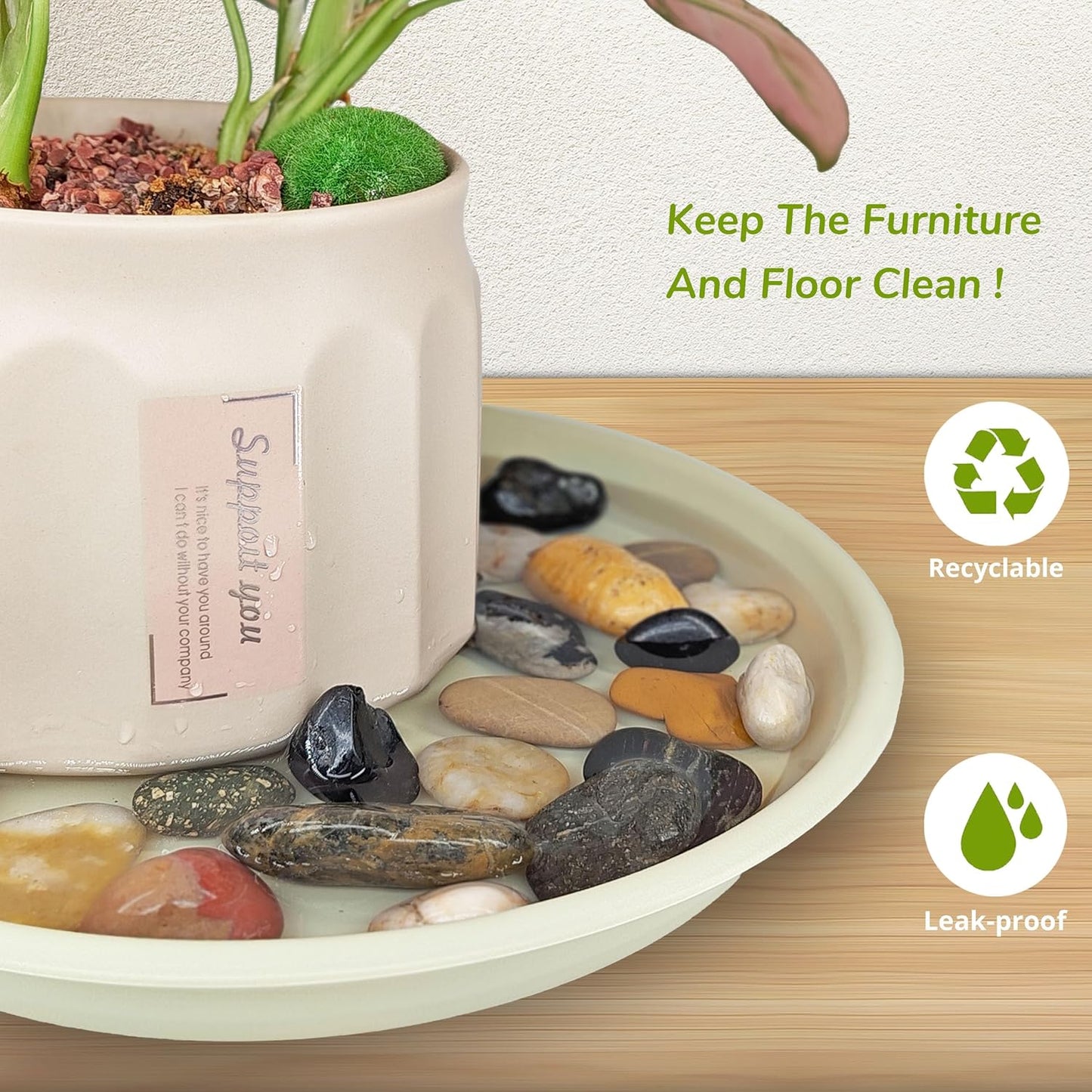 12Pcs Colourful Plant Saucer, 6 8 10 Inch Durable Plastic Plant Tray, Round Plant Pot Saucers, Drip Tray for Indoor and Outdoor Garden, Creamy White