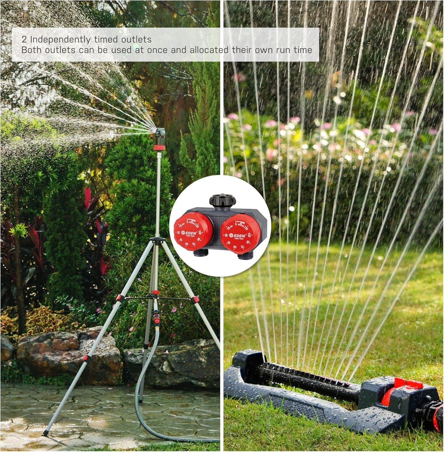 Eden 25124 2-Zone Mechanical Watering Timer, Red, Grey