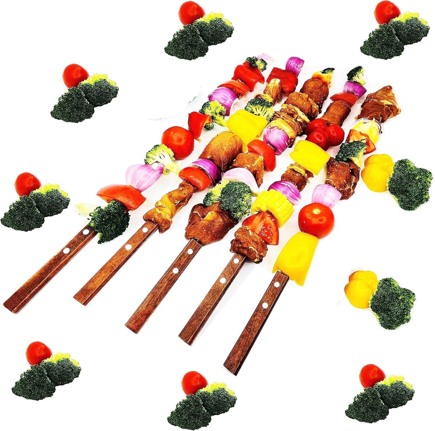 23.6 Inch Skewers for Kabobs 0.62 Inch Wide Kebab Skewer 8 Pack Reusable Metal Skewers for Grilling Long Kebab Stick Large Size Heavy Duty Kabob Sticks BBQ Skewer Set Stainless Steel.