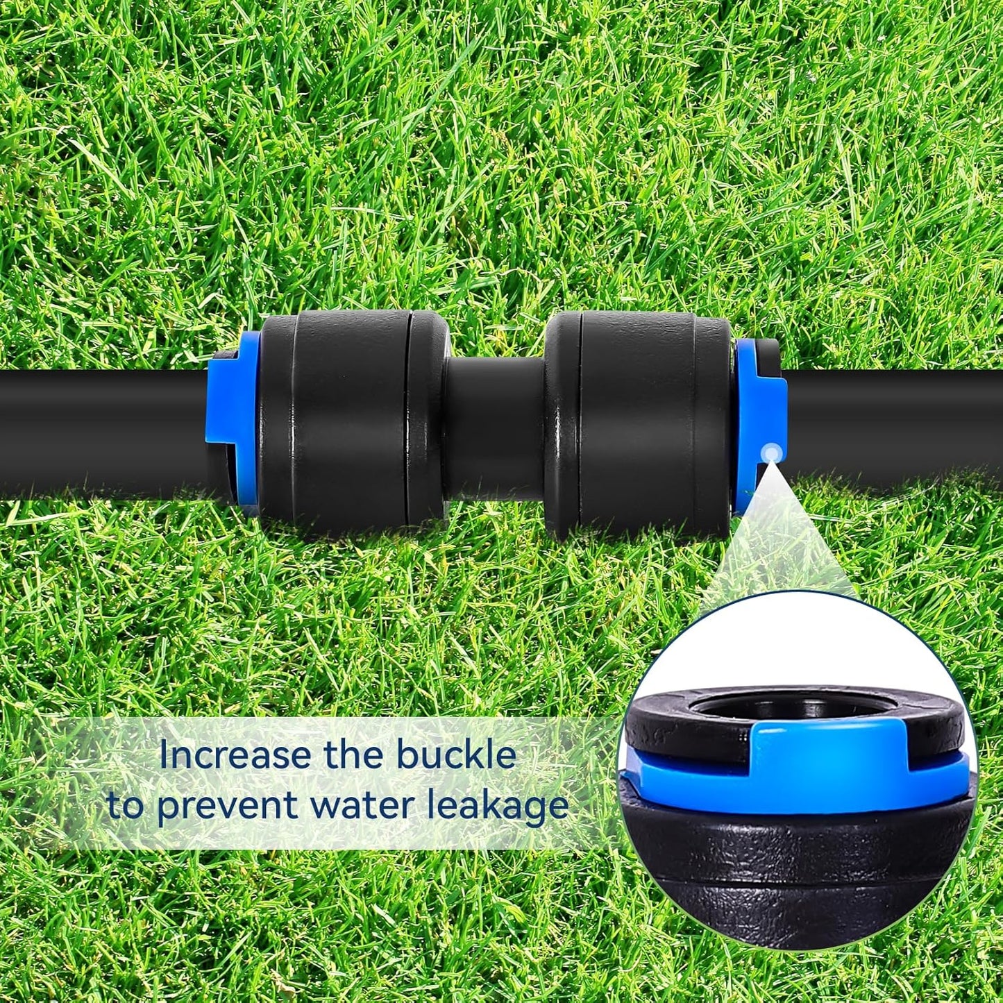 40 Pack 1/4" Drip Universal Straights Fitting Connectors, Quick Connect Universal Drip Irrigation Tubing Coupling Valve, Connector Locking Fitting for Sprinkler or Drip Irrigation System