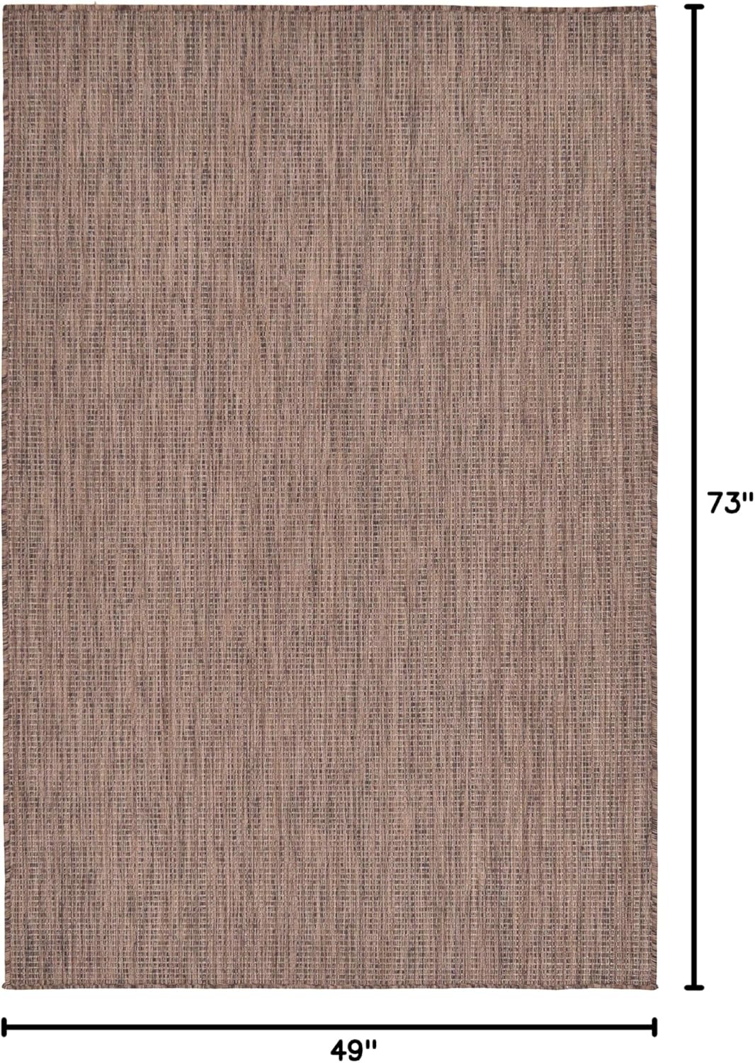Unique Loom Collection Casual Transitional Solid Heathered Indoor/Outdoor Flatweave Area Rug (4' 1" x 6' 1" Rectangle, Light Brown/Ivory)