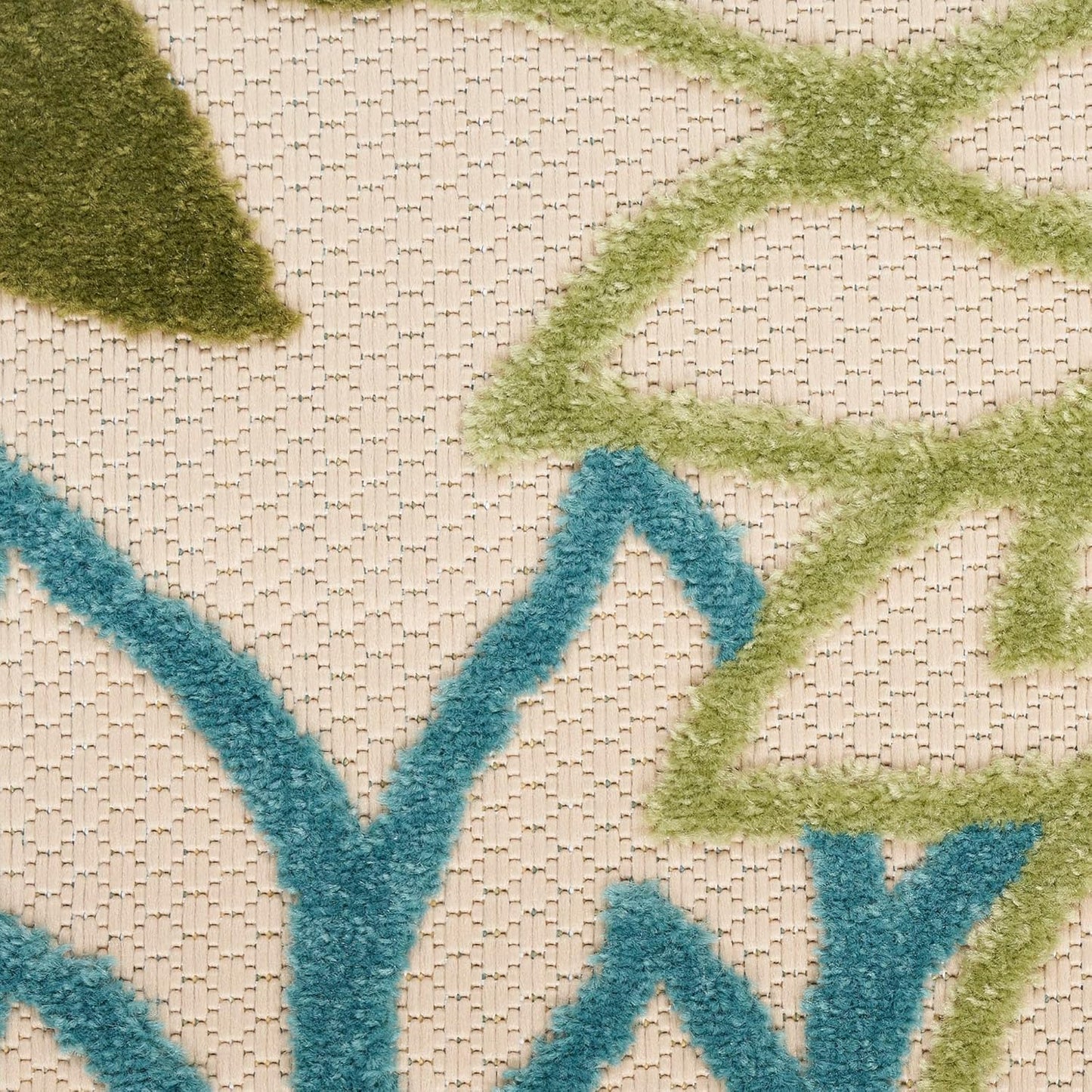 Nourison Home Aloha Indoor/Outdoor Green Multicolor 2' x 6' Area Rug, Easy Cleaning, Non-Shedding, Bed Room, Living Room, Dining Room, Backyard, Patio, Deck (2x6)