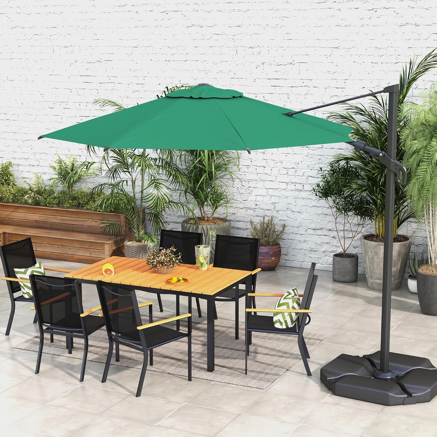 Abba Patio 10FT Vienna Offset Patio Umbrella Outdoor Cantilever Umbrella with 360° Rotation Design and Easy Tilt Adjustment UV 50+ Protection 8 Ribs for Backyard Garden Deck Pool Patio, Dark Green