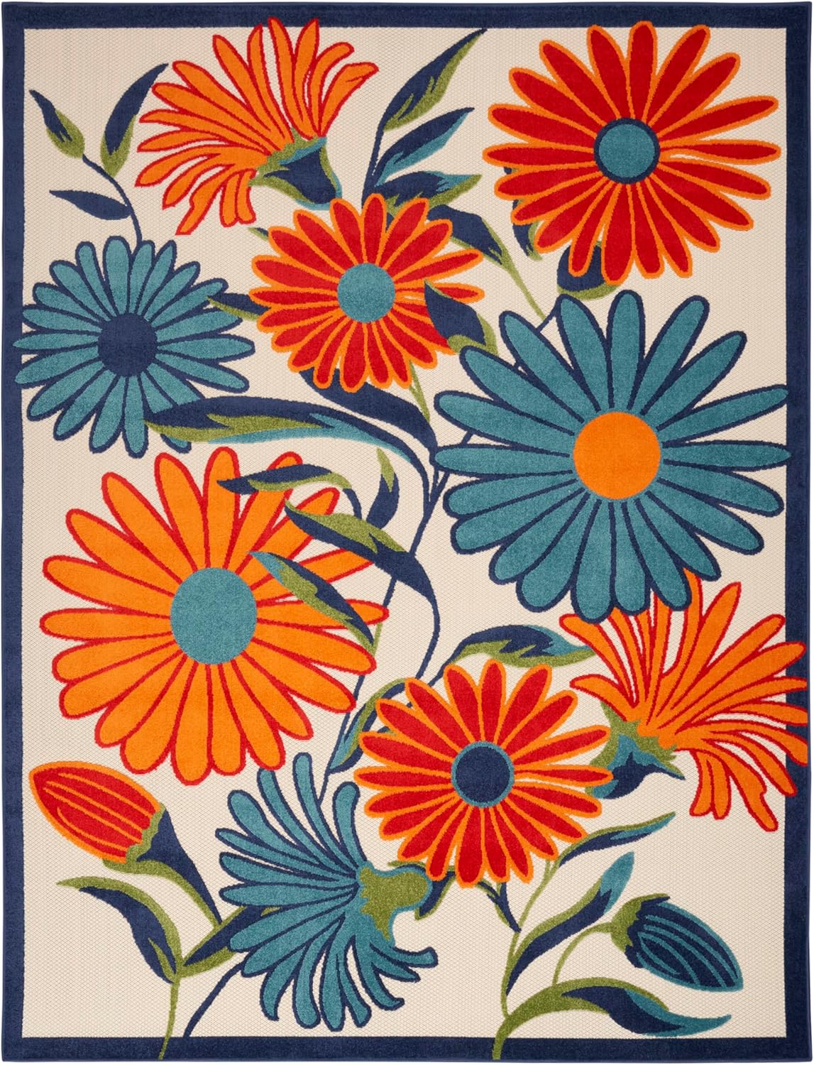 Nourison Home Aloha Indoor/Outdoor Multicolor 7' x 10' Area Rug, Easy Cleaning, Non Shedding, Bed Room, Living Room, Dining Room, Kitchen (7x10)