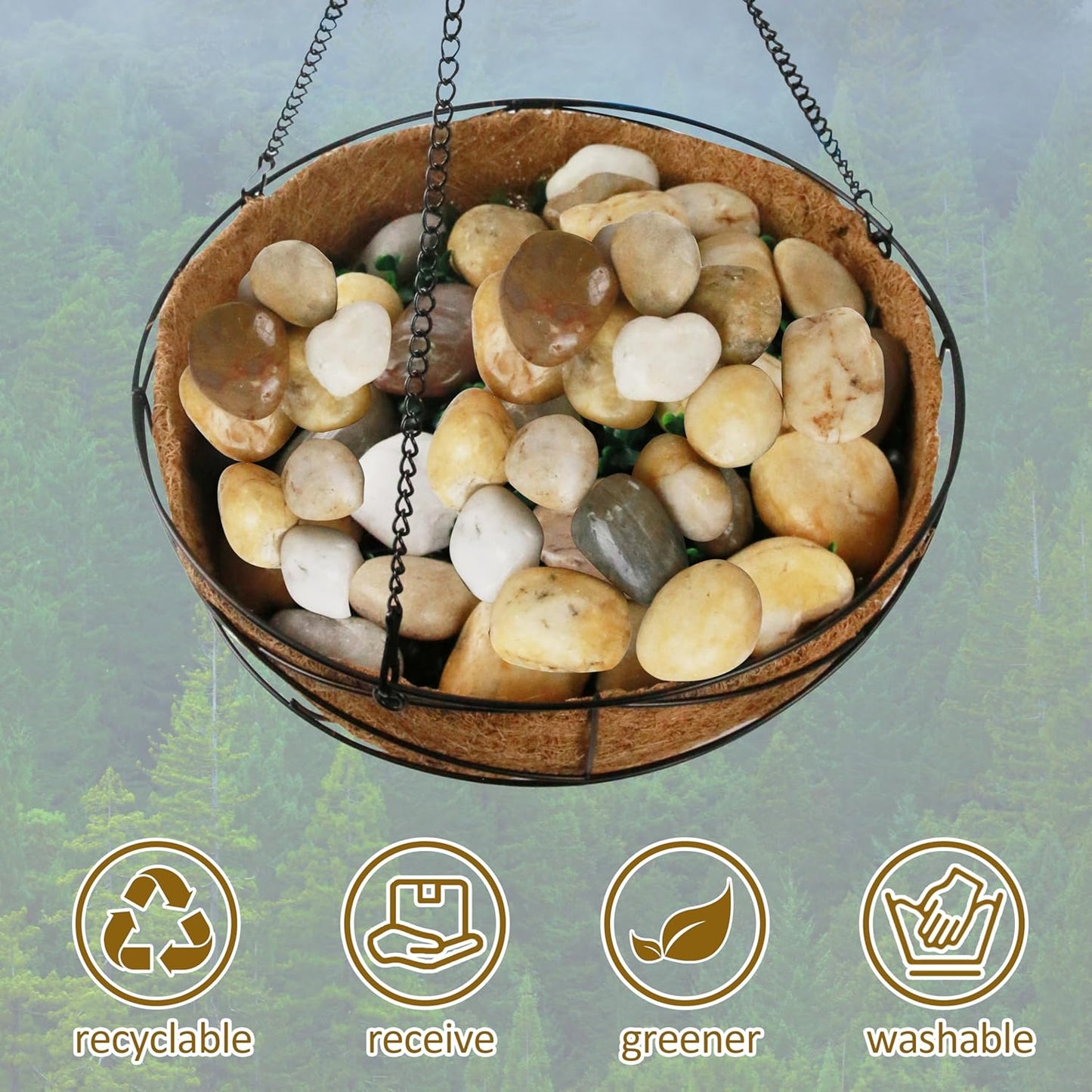 Sunnyglade 40 LBS River Rocks, 2-3 Inch Natural Pebbles for Indoor Plants, High Polished Decorative Stones Vase Filler Fish Tank Aquariums Landscaping Garden Outdoor and Indoor DIY (40, Pounds)