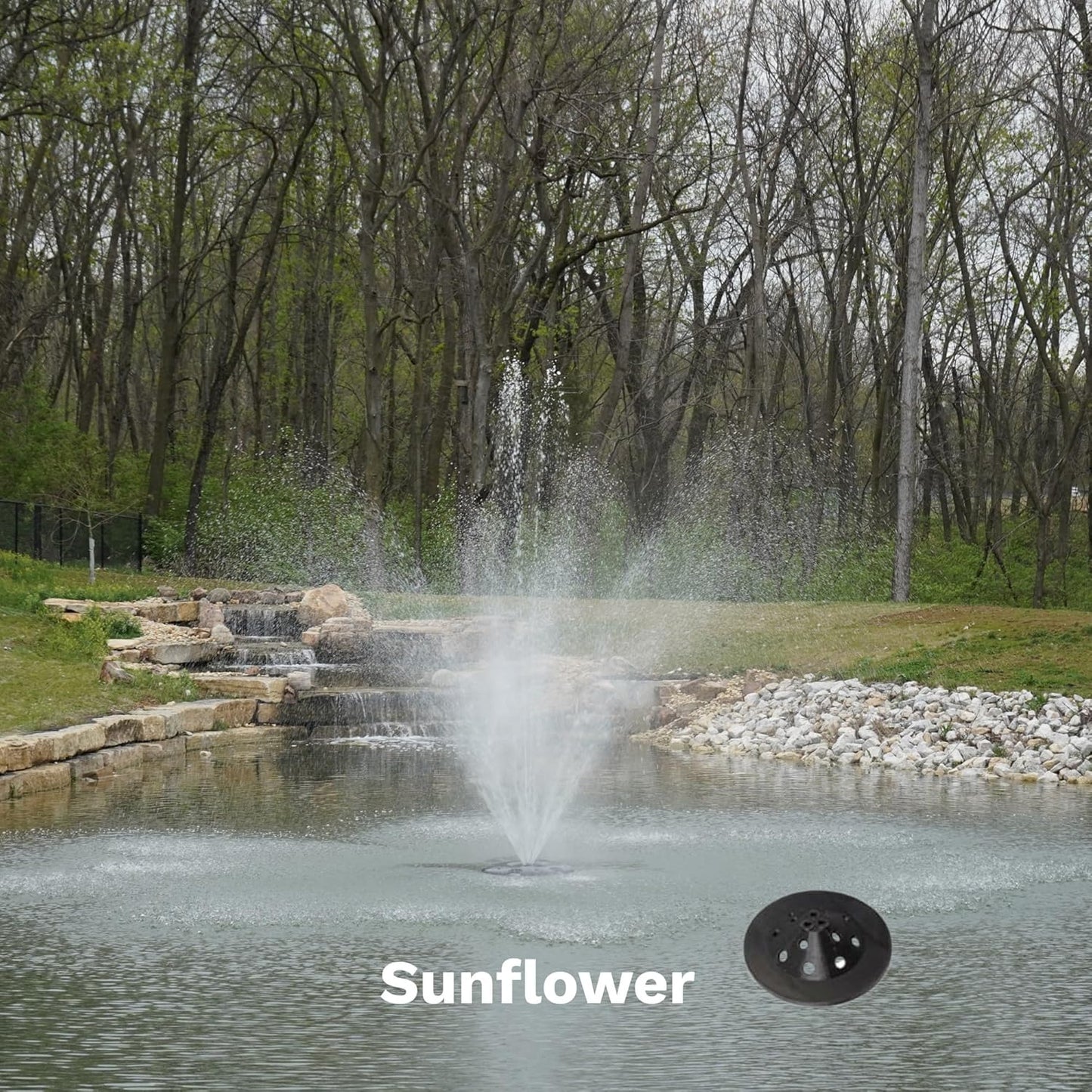 HALF OFF PONDS Floating Fountain – 1.75 HP Pond Aerator with 100' Cord – 14,800 GPH Water Pump – 11 Spray Patterns - Energy-Efficient – for Large Ponds, Lakes & Water Gardens