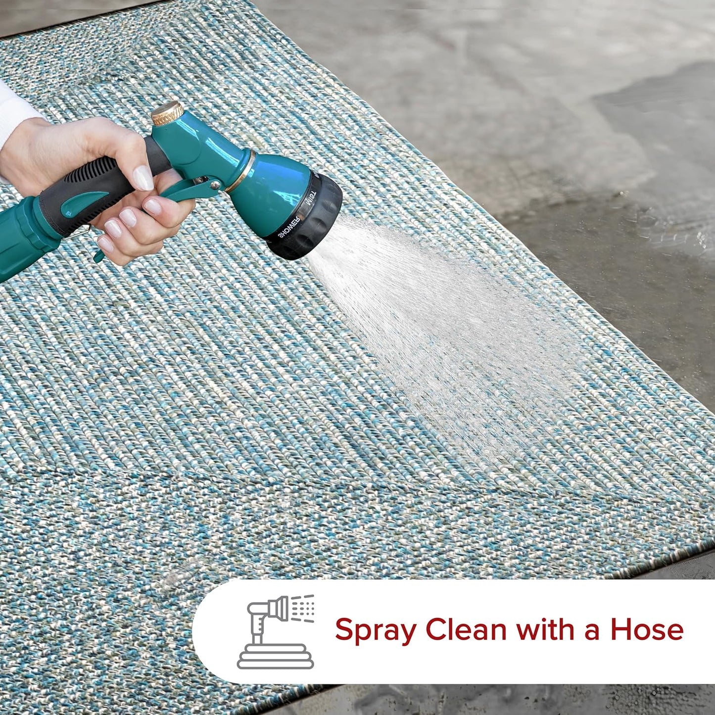 nuLOOM 2' x 8' Solid Hand Braided Indoor/Outdoor Area Rug, Pet-Friendly, High Traffic, Weather Resistant, for Patio, Balcony, Bedroom, Living, Dining Room, Wynn Aqua