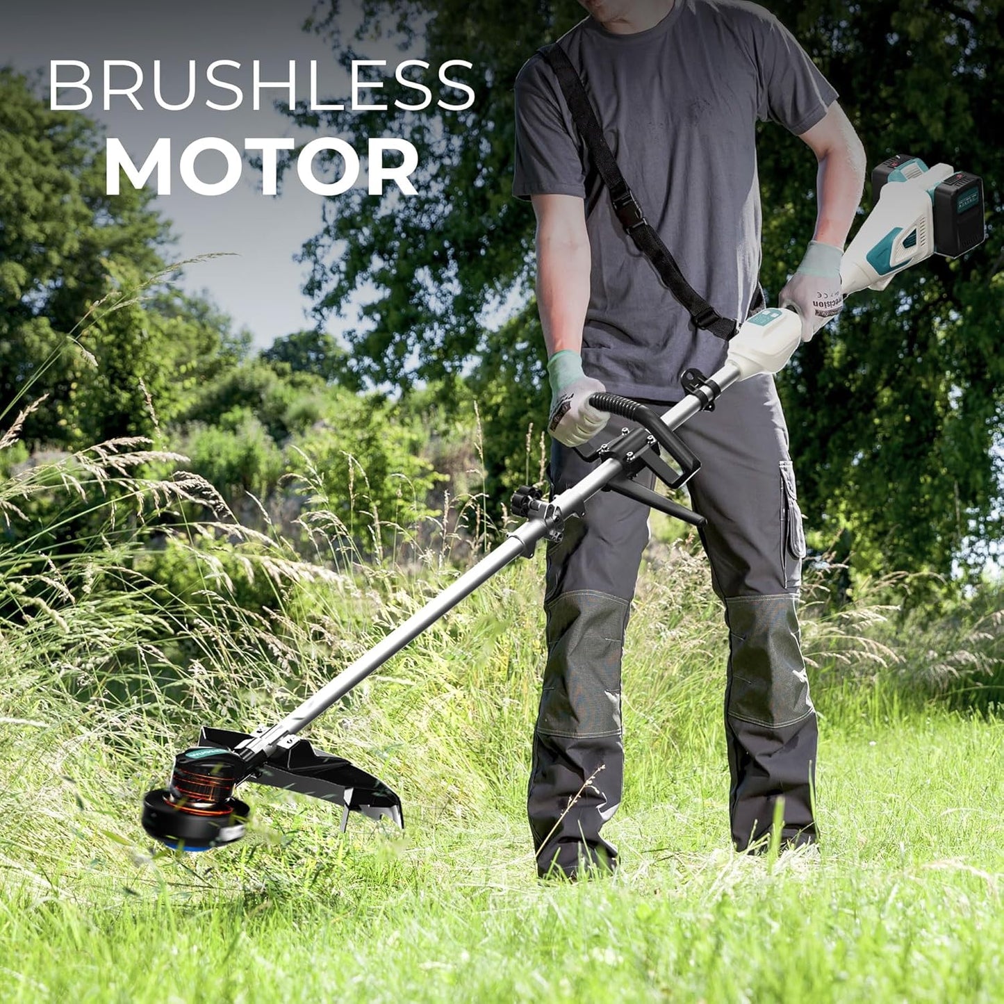 40V String Trimmer Cordless 14" Electric Weed Wacker (4.0 Ah Batteries*2 & Charger Included)