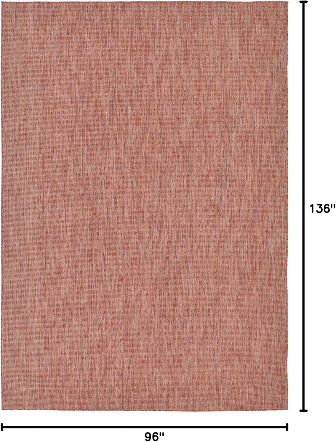 Unique Loom Collection Casual Transitional Solid Heathered Indoor/Outdoor Flatweave Area Rug (8' x 11' 4" Rectangle, Rust Red/Beige)