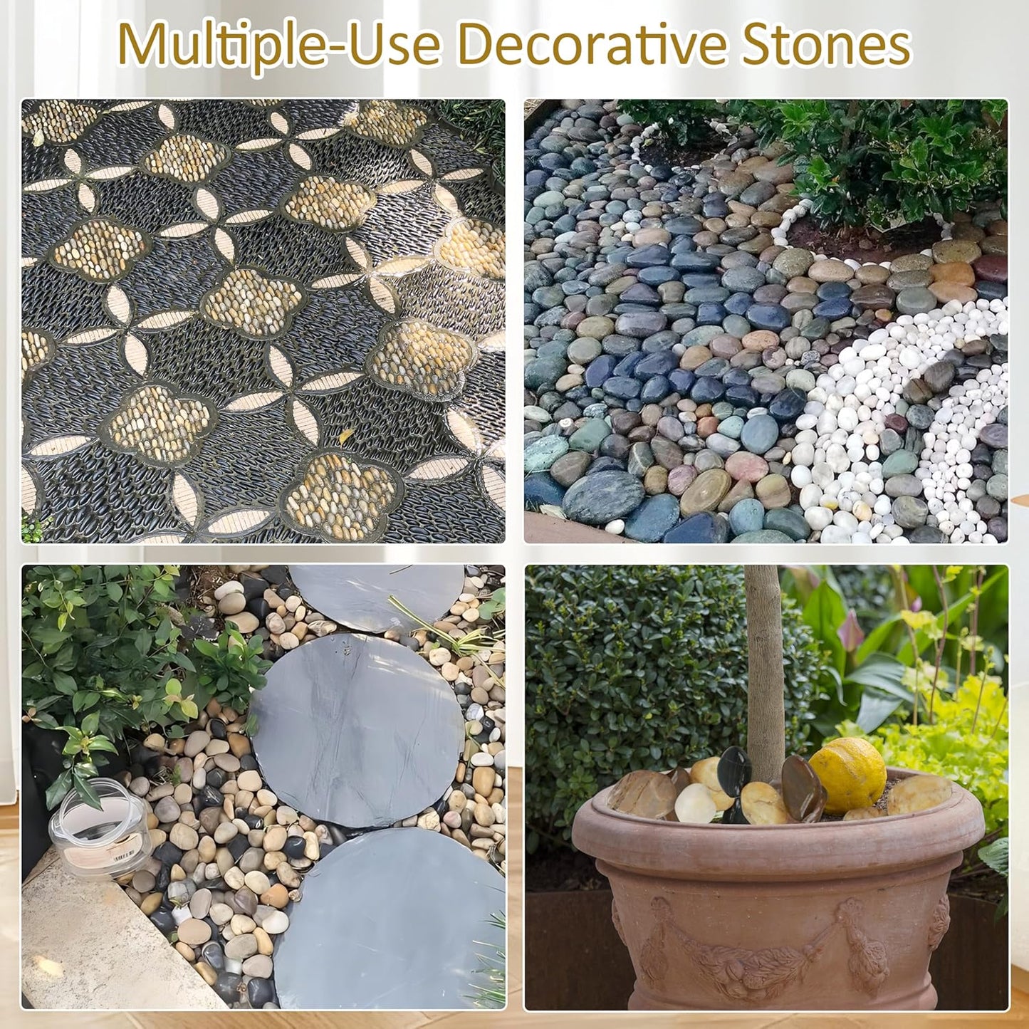 Sunnyglade 5 LBS River Rocks, 2-3 Inch Natural Pebbles for Indoor Plants, High Polished Decorative Stones Vase Filler Fish Tank Aquariums Landscaping Garden Outdoor and Indoor DIY (5, Pounds)