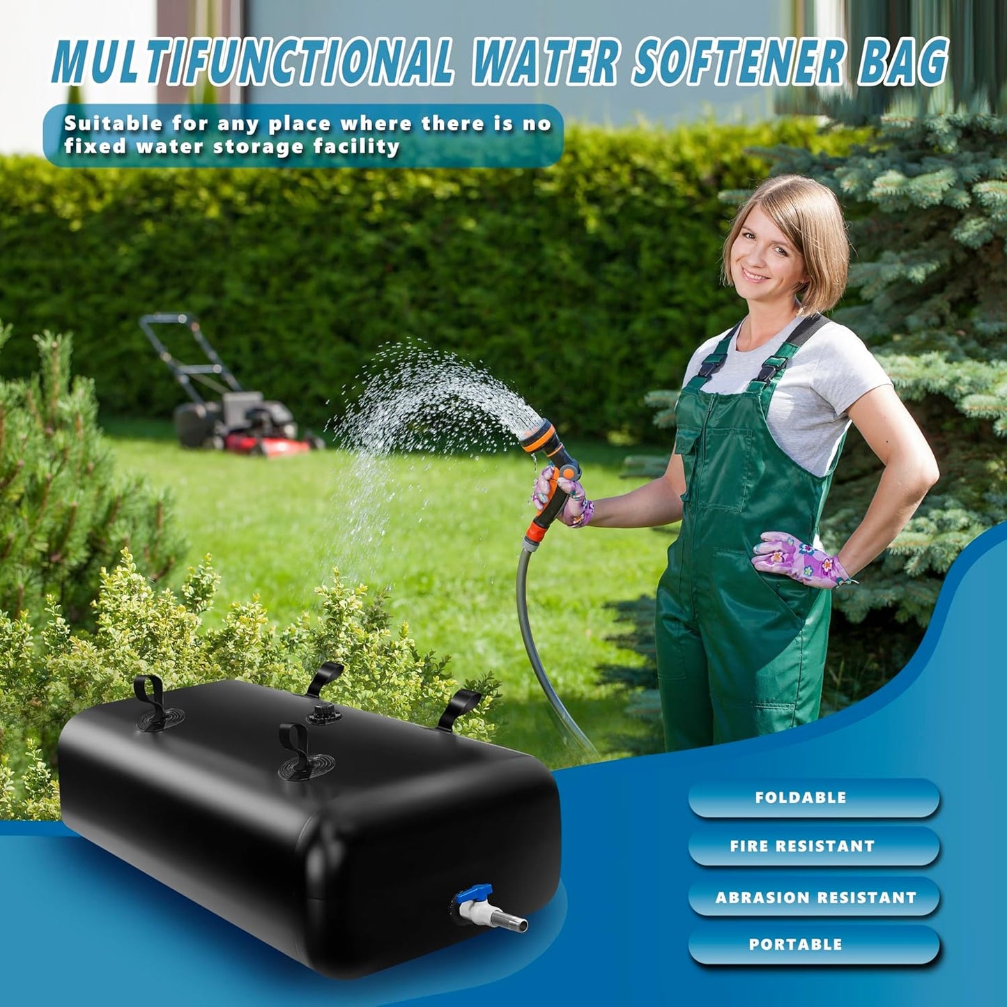 330 L/87 Gal Water Bladder Tank, Foldable Portable Water Storage Container, Emergency Water Bag for RV, Truck Bed, Fire Prevention, Drought Resistance, Black