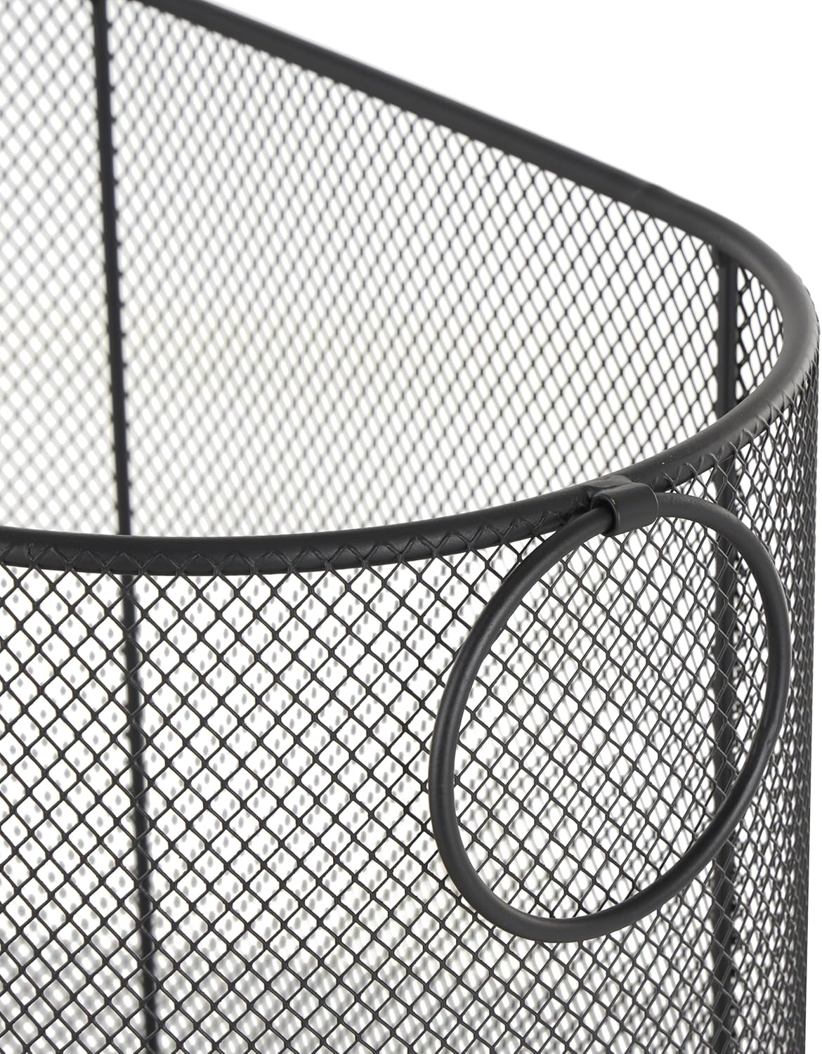 Deco 79 Metal Storage Cart Oval Mesh Wire Rolling Laundry with Ring Handles, 21" x 12" x 21", Black
