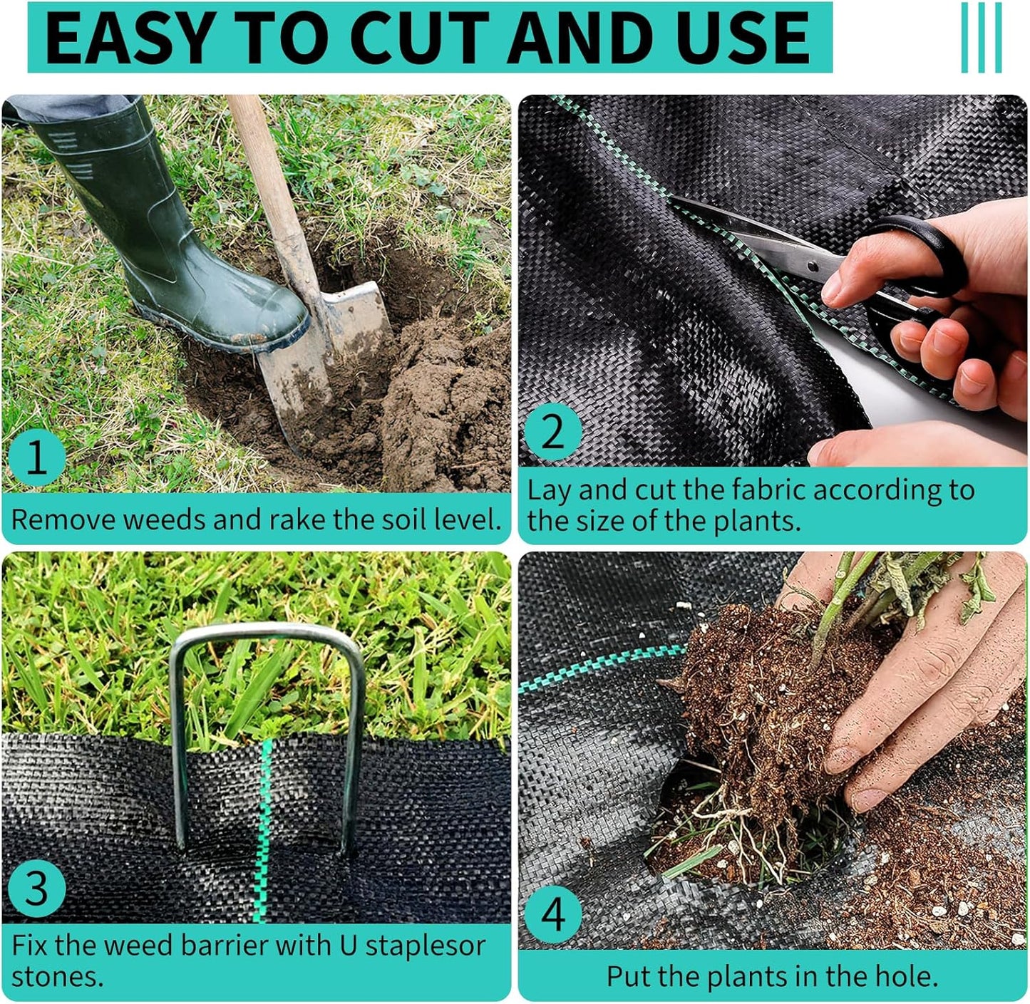 6ftx100ft Heavy Duty Weed Barrier Landscape Fabric – Durable Woven Driveway Garden Cloth for Weed Control, Ground Cover, Landscaping – Long-Lasting Geotextile Fabric – 3.2oz