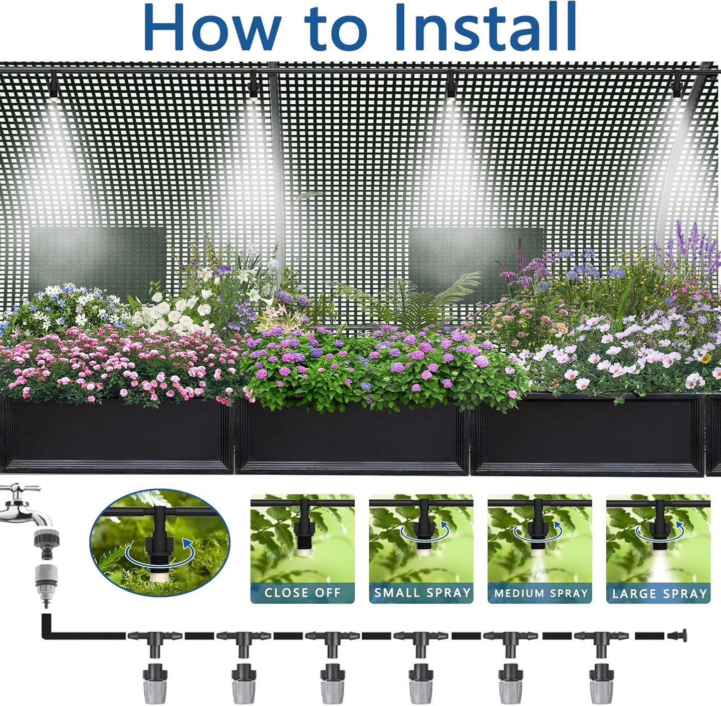 9.8*6.5*6.5FT Heavy Duty Greenhouse for Outdoors, Large Walk-in Green House with High Tunnel PE Cover & Irrigation Garden Sprinkler System for Winter, Green