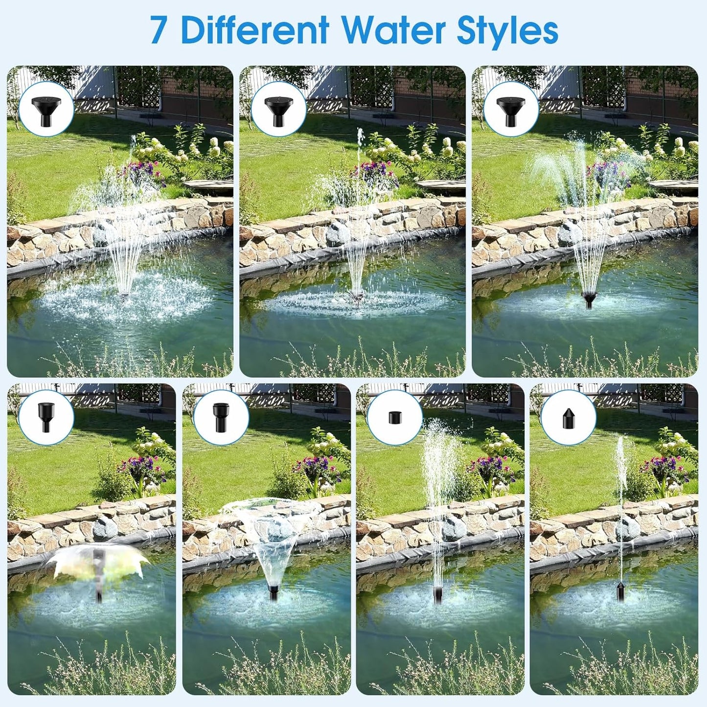 POPOSOAP Solar Water Fountain Pump, 12W Solar Water Pump with Dry Run, Solar Powered Water Pump with Clear Tubing & 17Ft Cord Length for Ponds, Fish Tank, Garden, Waterfall, Hydroponics