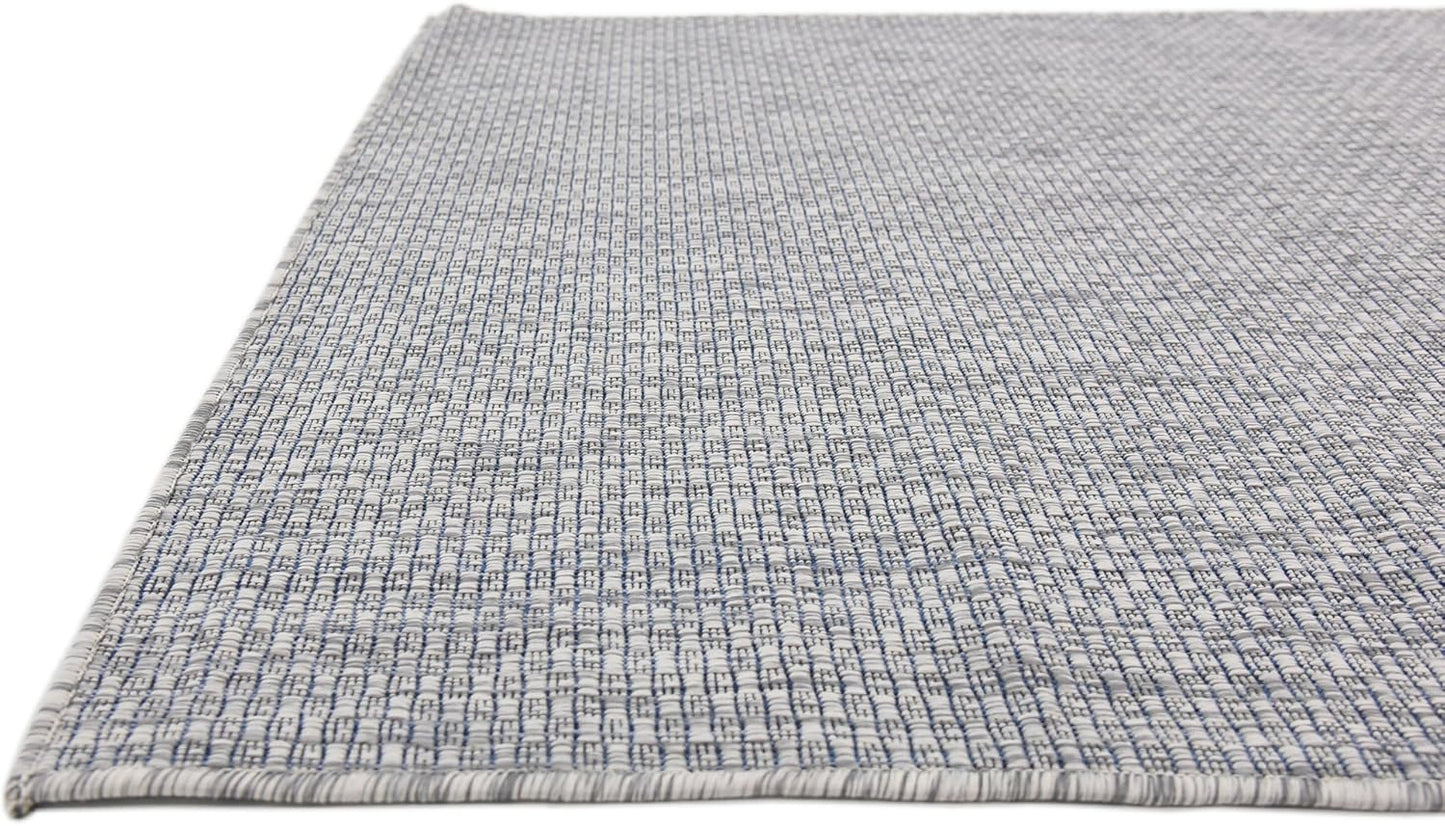 Unique Loom Collection Casual Transitional Solid Heathered Indoor/Outdoor Flatweave Area Rug (4' 1" x 6' 1" Rectangle, Light Gray/Ivory)