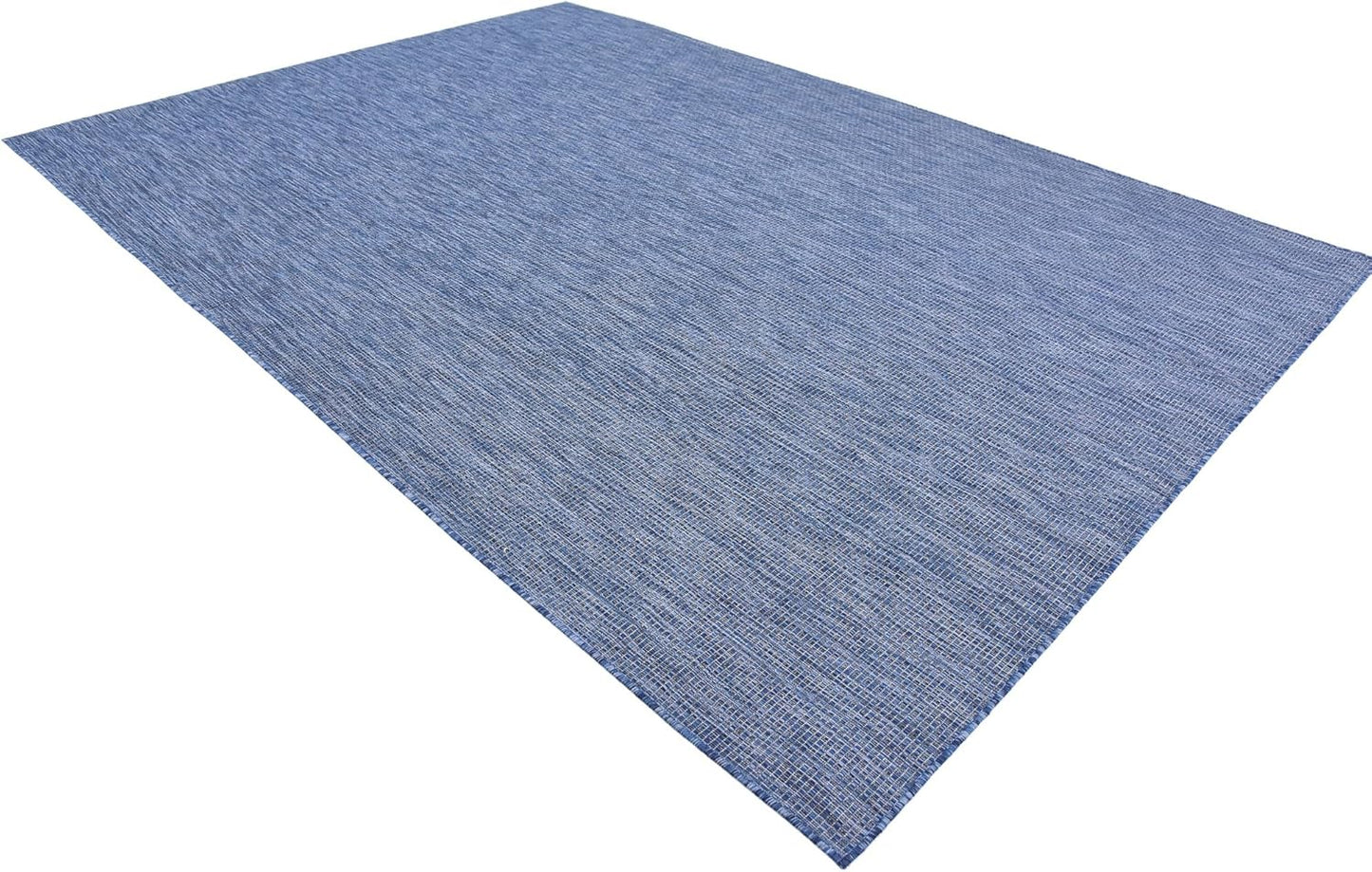 Unique Loom Collection Casual Transitional Solid Heathered Indoor/Outdoor Flatweave Area Rug (8' x 11' 4" Rectangle, Blue/Navy Blue)