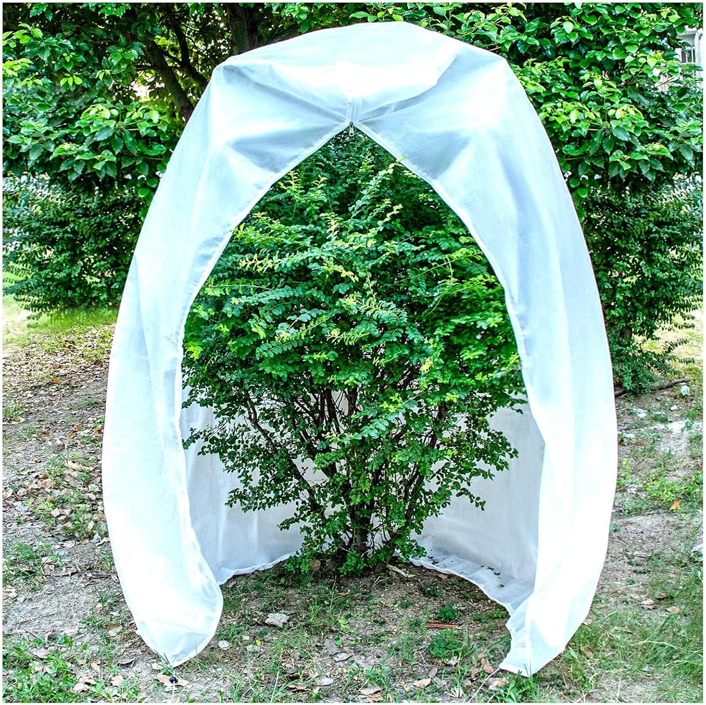 7.9×5.9FT Tree Covers for Winter, Plant Covers Freeze Protection with Drawstring and Zipper, Frost Cloths for Outdoor Plants (White)
