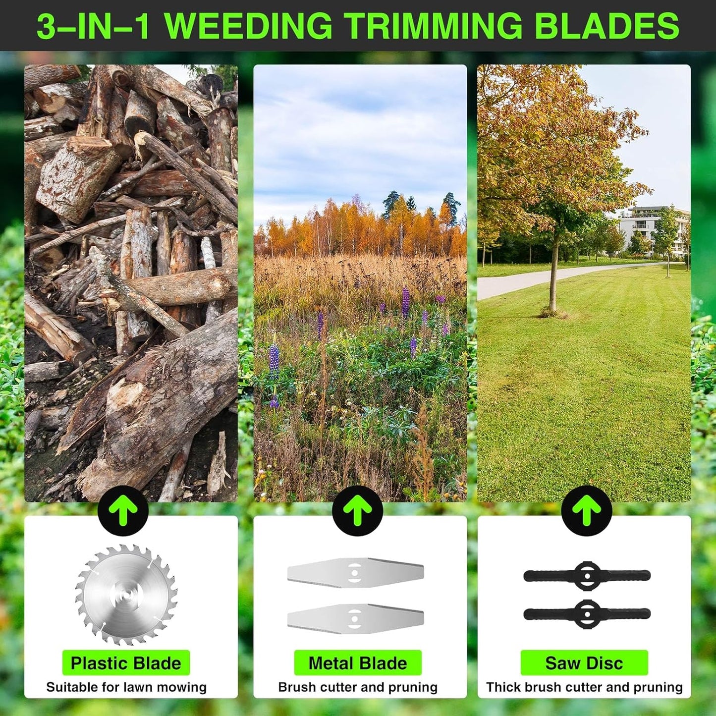 Electric Weed Wacker Cordless with Wheels: Electric Weed Wacker Battery Powered 24V 4.0Ah - Cordless String Trimmer for Lawn Garden Glass Pruning Trimming, Black