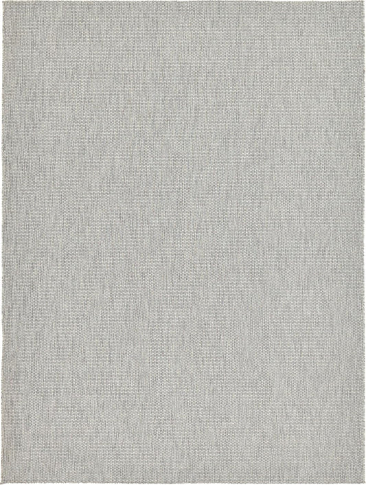 Unique Loom Collection Casual Transitional Solid Heathered Indoor/Outdoor Flatweave Area Rug (9' x 12' Rectangle, Light Gray/Ivory)