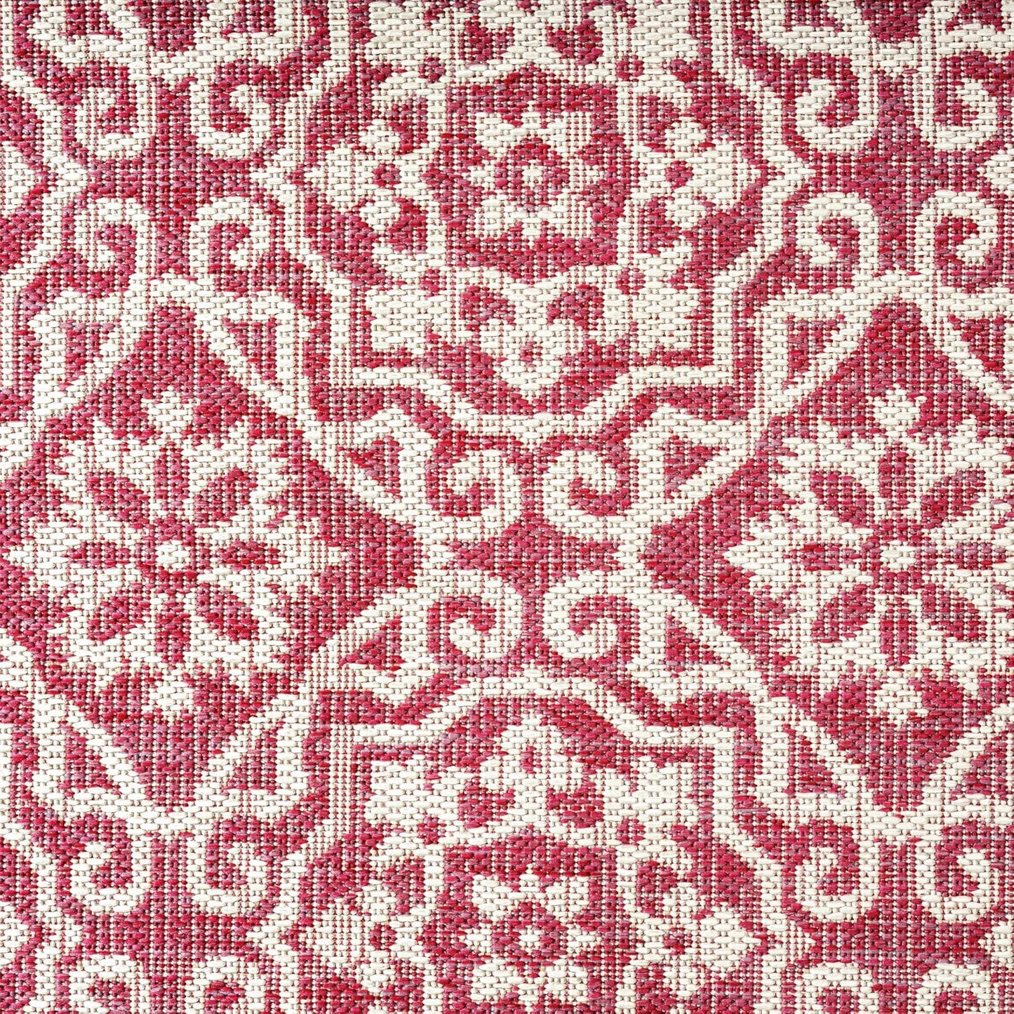 Nicole Miller New York Patio Country Julia Transitional Geometric Indoor/Outdoor Area Rug, Pink/Ivory, 6'6"x9'2"