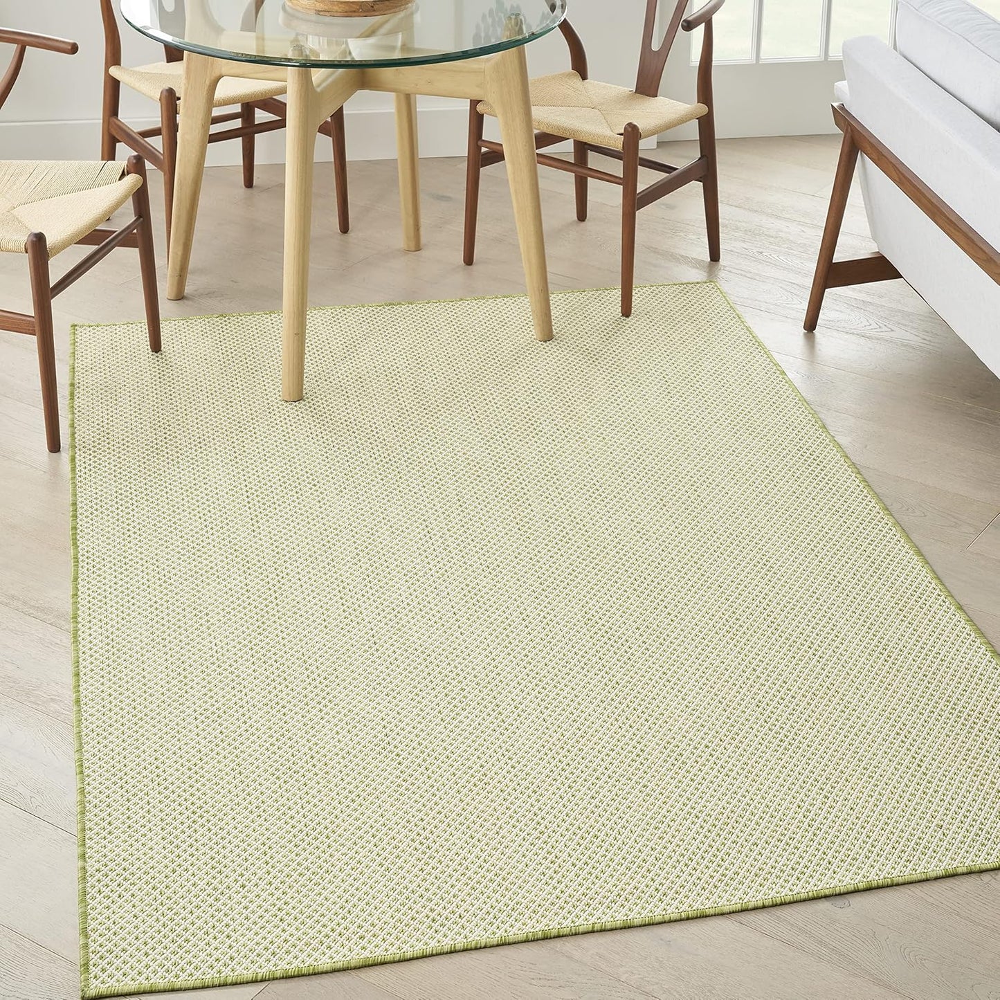 Nourison Home Courtyard 48" x 72" Fabric Indoor/Outdoor Rug in Ivory Green