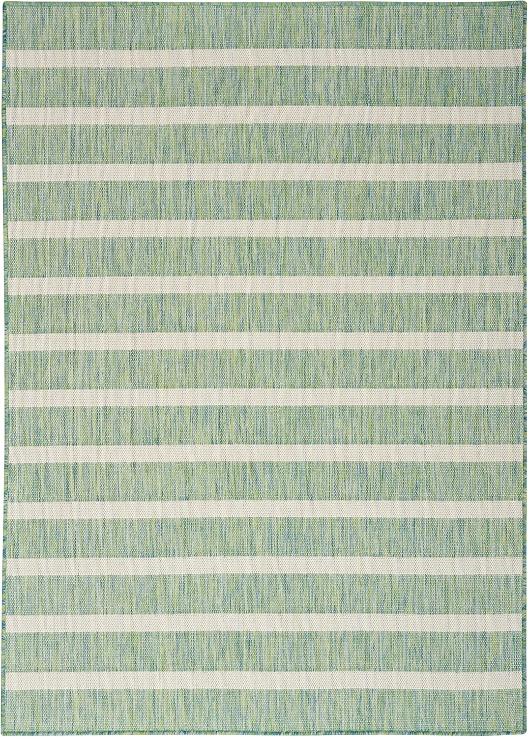 Nourison Home Positano Indoor/Outdoor Blue Green Ivory 7' x 10' Area Rug, Easy Cleaning, Non Shedding, Bed Room, Living Room, Dining Room, Deck, Backyard, Patio (7x10)