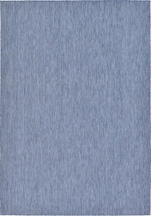 Unique Loom Collection Casual Transitional Solid Heathered Indoor/Outdoor Flatweave Area Rug (8' x 11' 4" Rectangle, Blue/Navy Blue)