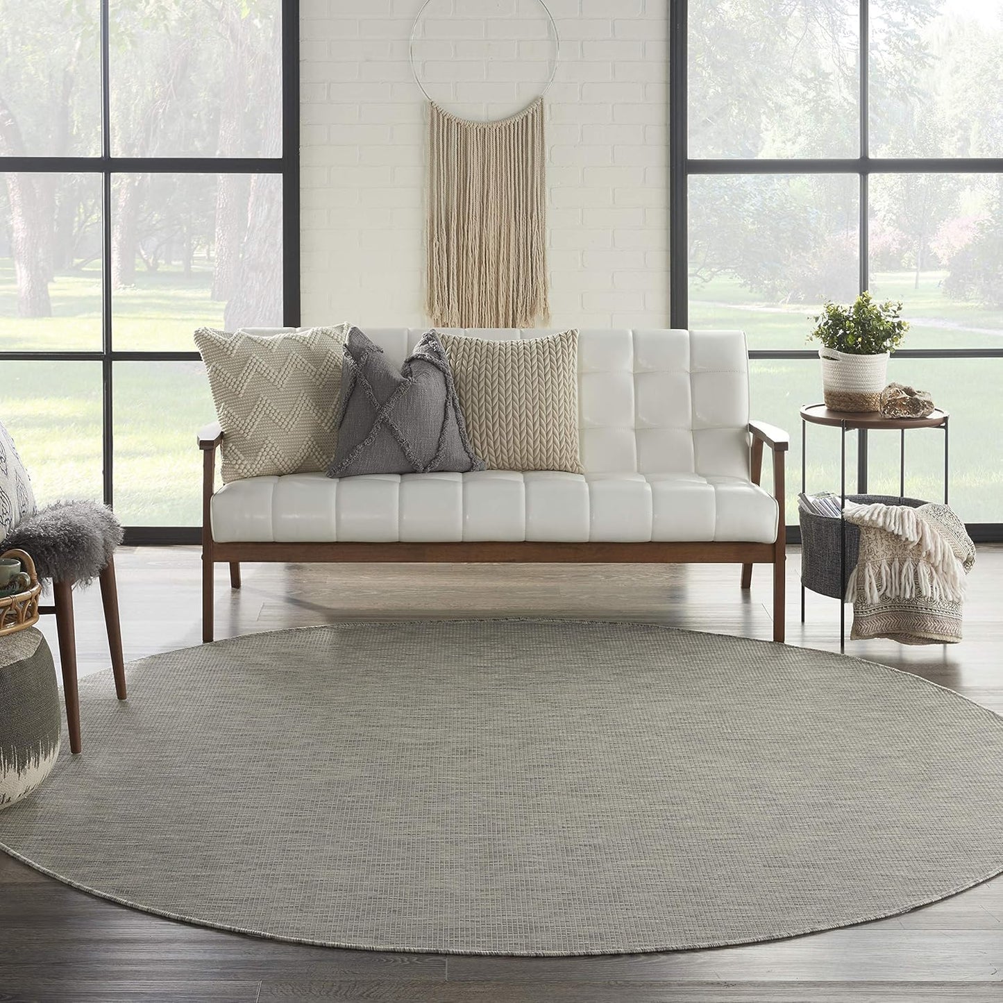 Nourison Home Positano 8' x Round Light Gray Fabric Modern Area Rug (8' Round)