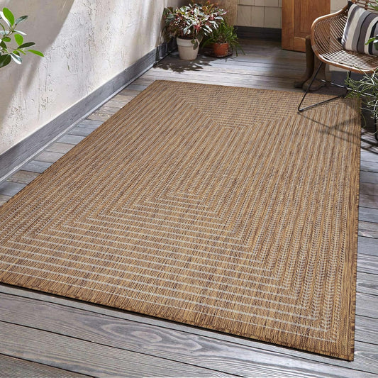 Adiva Rugs Outdoor Indoor Area Rug, Weather Resistant, Easy to Clean, Stain Resistant Floor Mat for Dining Room, Backyard, Deck, Patio (Wooden, 8' x 10')