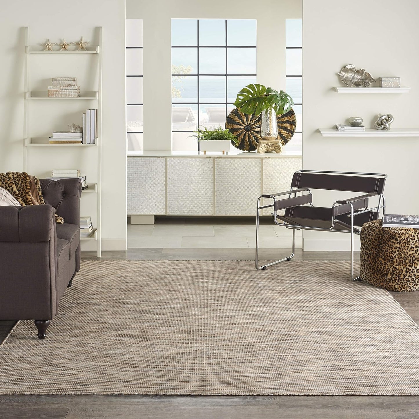Nourison Home Positano 6' x 9' Beige Fabric Modern Indoor/Outdoor Area Rug